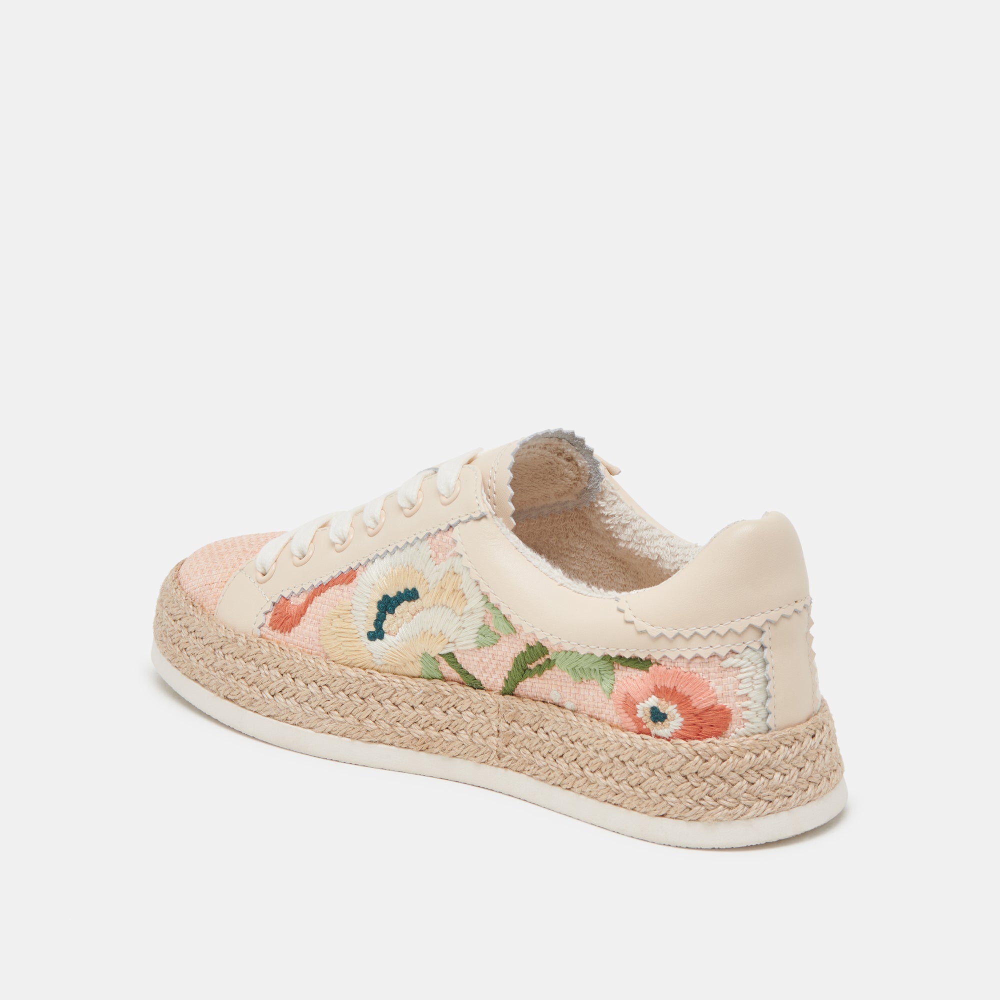 AZALIA Women's Pink Floral Raffia Sneakers - Comfortable Casual Shoes for Summer, Beach, and Outdoor Activities