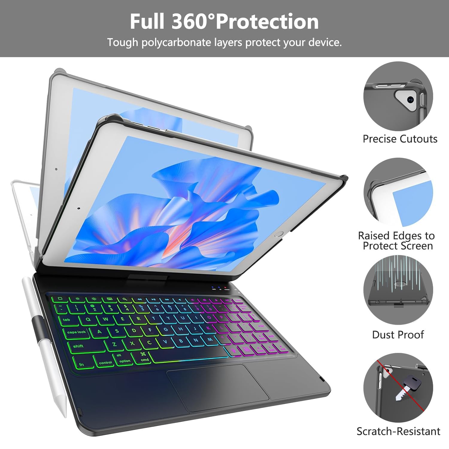 COO Backlit Bluetooth Keyboard Case for iPad 10.2