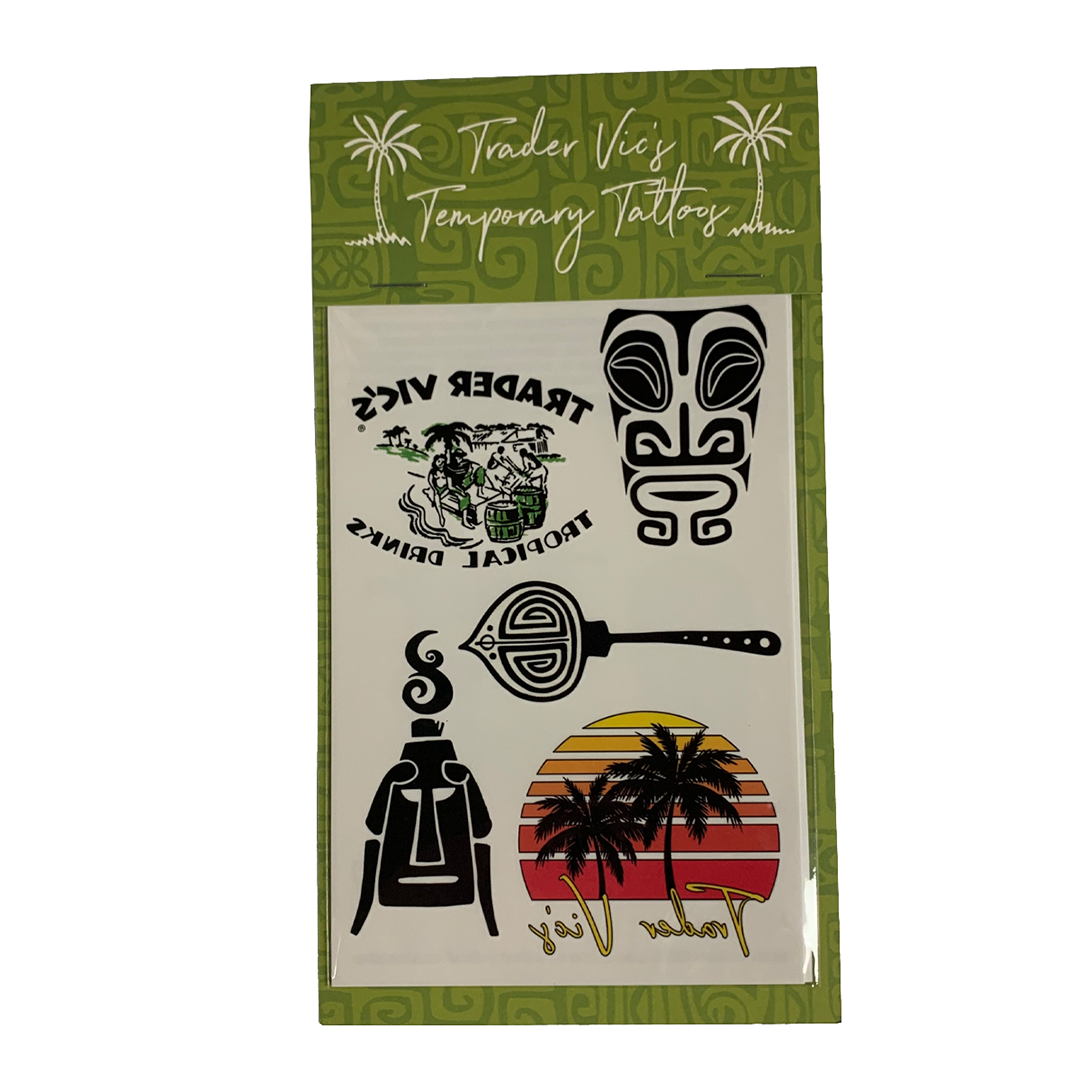 TRADER VIC'S Temporary Tattoos - Waterproof Fake Tattoos for Adults & Kids - Perfect for Parties, Halloween & Costume Events