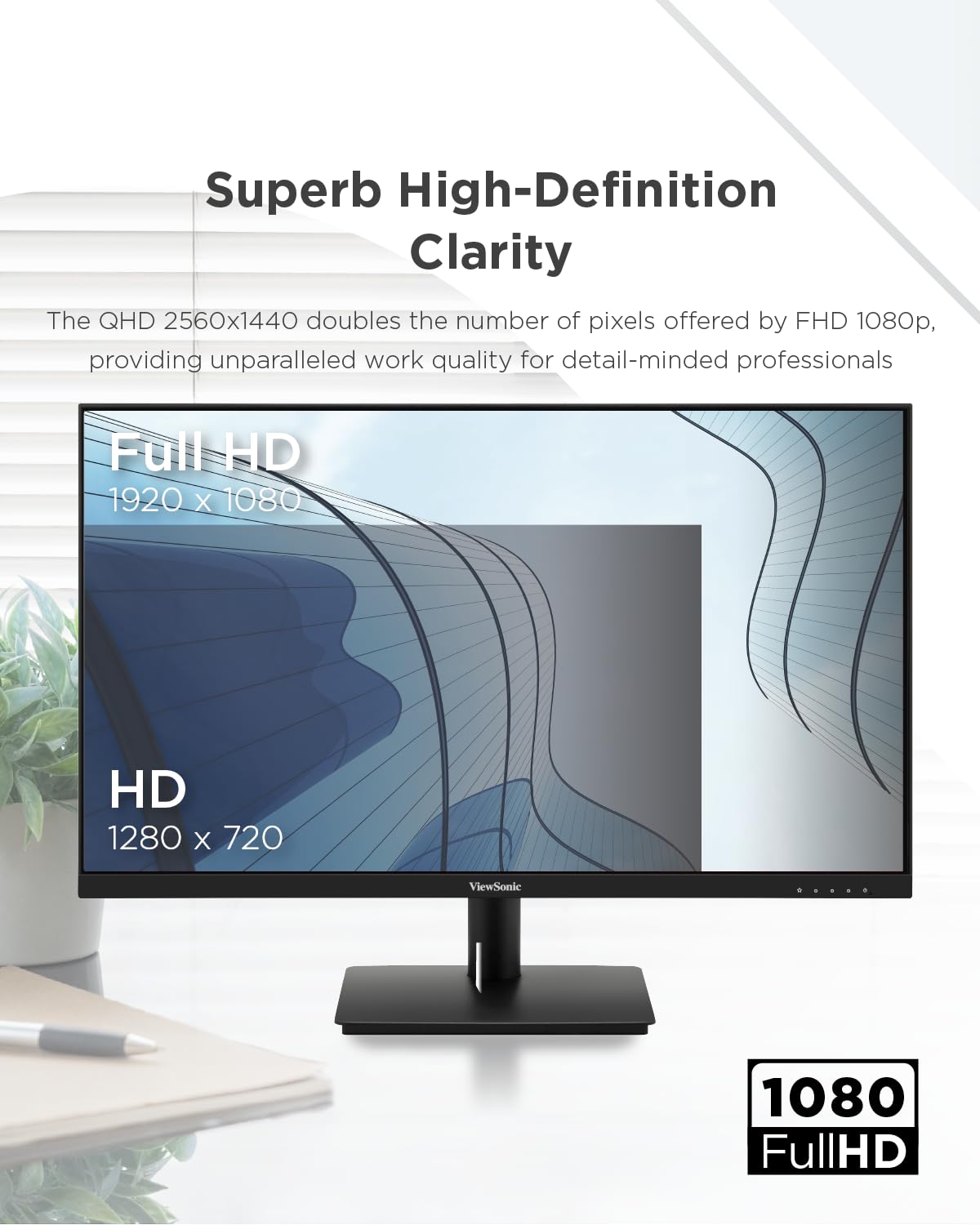ViewSonic VA270-H 27 Inch Frameless Full HD 1080p IPS LED Computer Monitor with VGA & HDMI Ports - Ideal for Home Office, Gaming, and Multimedia Entertainment