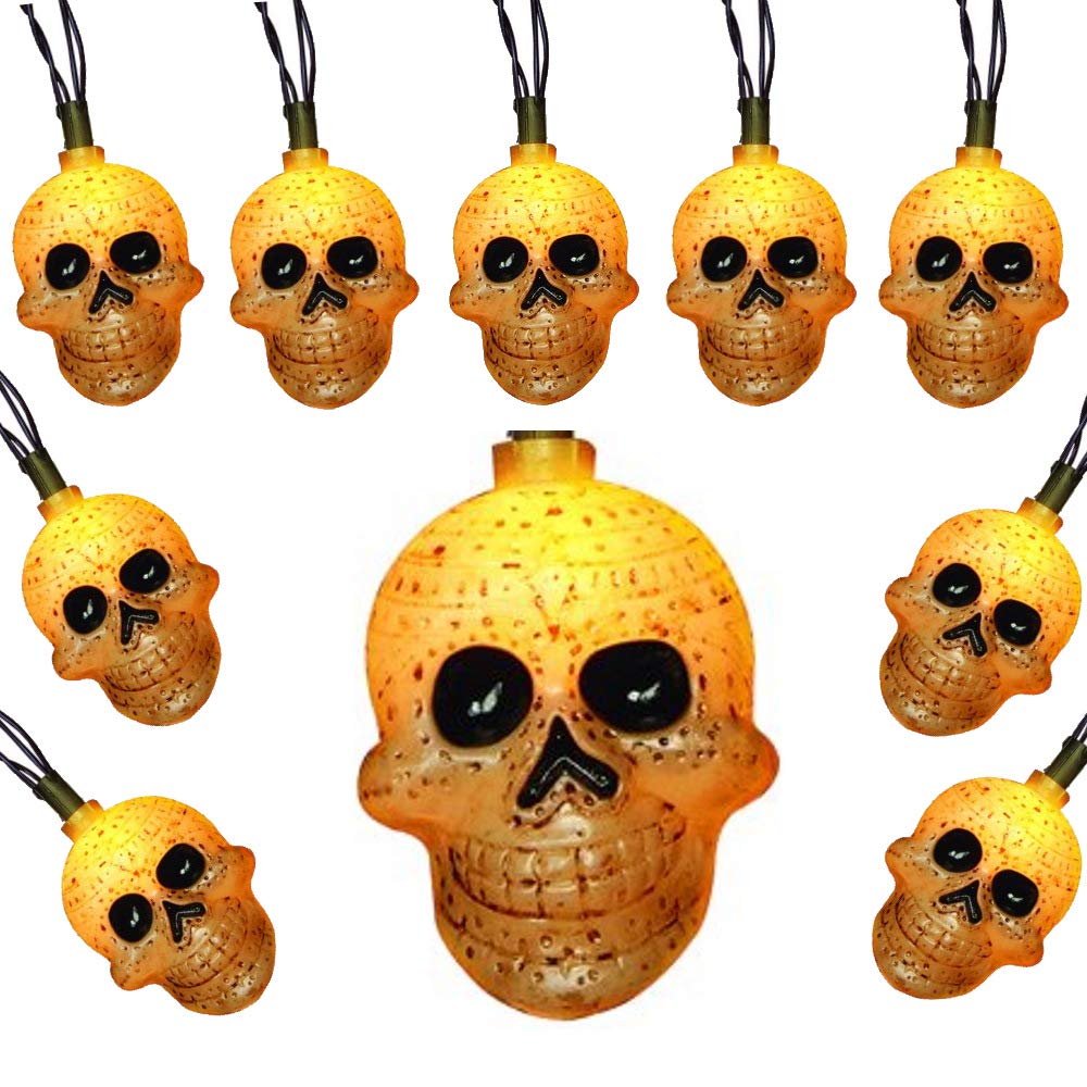 10 Pack Halloween Skull Mini String Lights - Spooky Decor for Party, Home, and Outdoor
