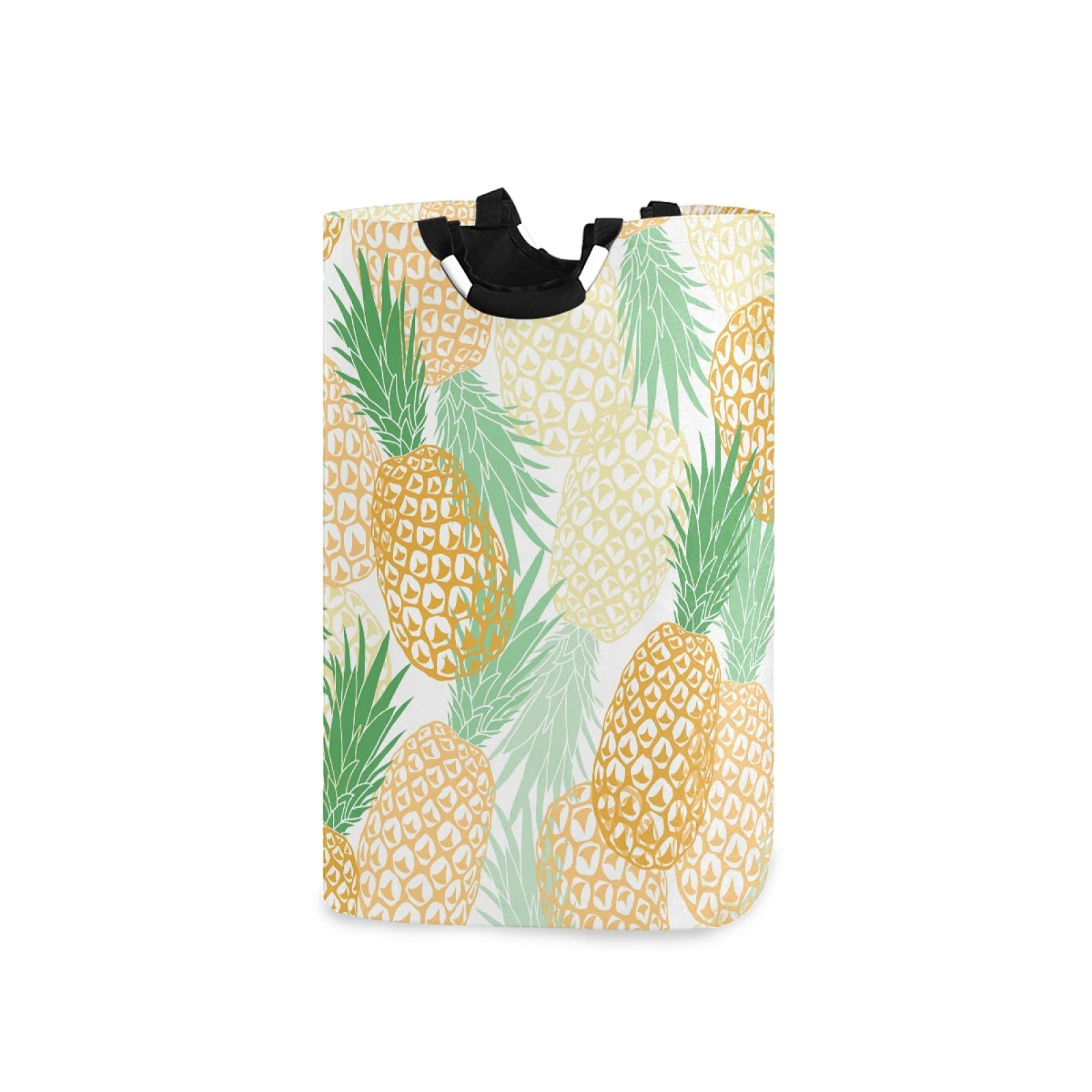 **Tarity 52L Large Collapsible Laundry Hamper - Yellow Pineapple Design, Oxford Fabric Dirty Clothes Basket with Handles, Foldable Storage Bin for Bedroom, Bathroom, Closet - Perfect for Laundry Room, Dorm, or Travel**
