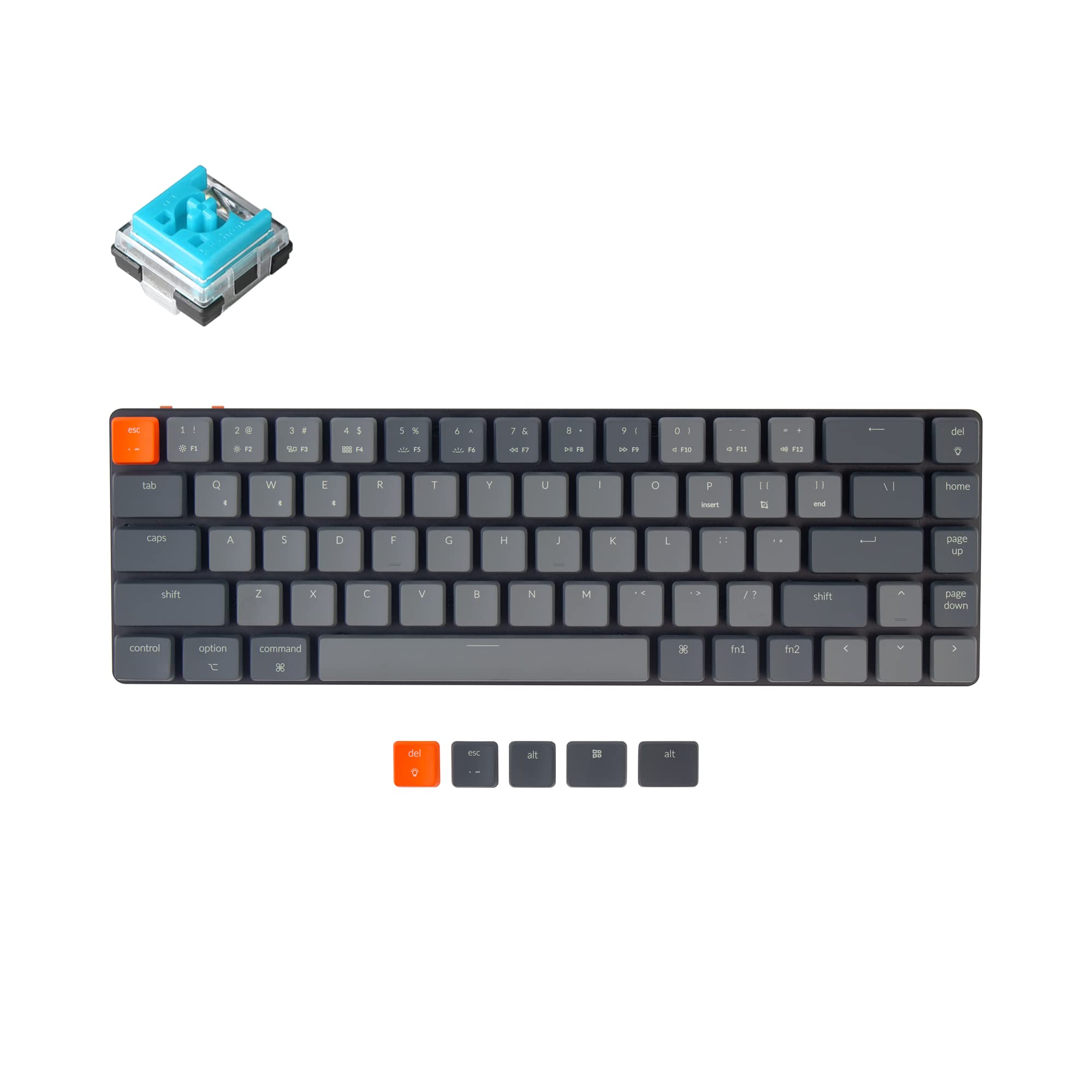 Keychron K7 65% Ultra-Slim Wireless Mechanical Keyboard - Hot-Swappable Low-Profile Blue Optical Switches, White LED Backlit, Bluetooth/USB for Mac & Windows - Perfect for Office Work, Gaming & Programming