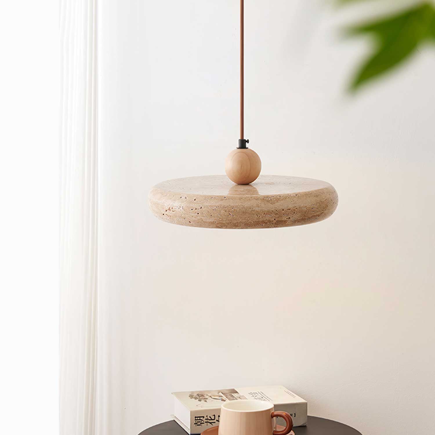 Aurelio Travertine Pendant Light - Modern Natural Stone Ceiling Fixture for Dining Room, Kitchen Island & Living Room Decor