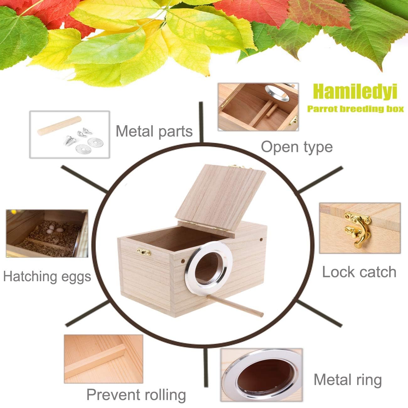 Hamiledyi 2PCS Wooden Parrot Nesting Box - Bird Breeding House for Lovebirds, Cockatiels, Conures, Cockatoos, Budgies, Finches & Canaries | Perfect for Mating, Breeding & Safe Bird Shelter