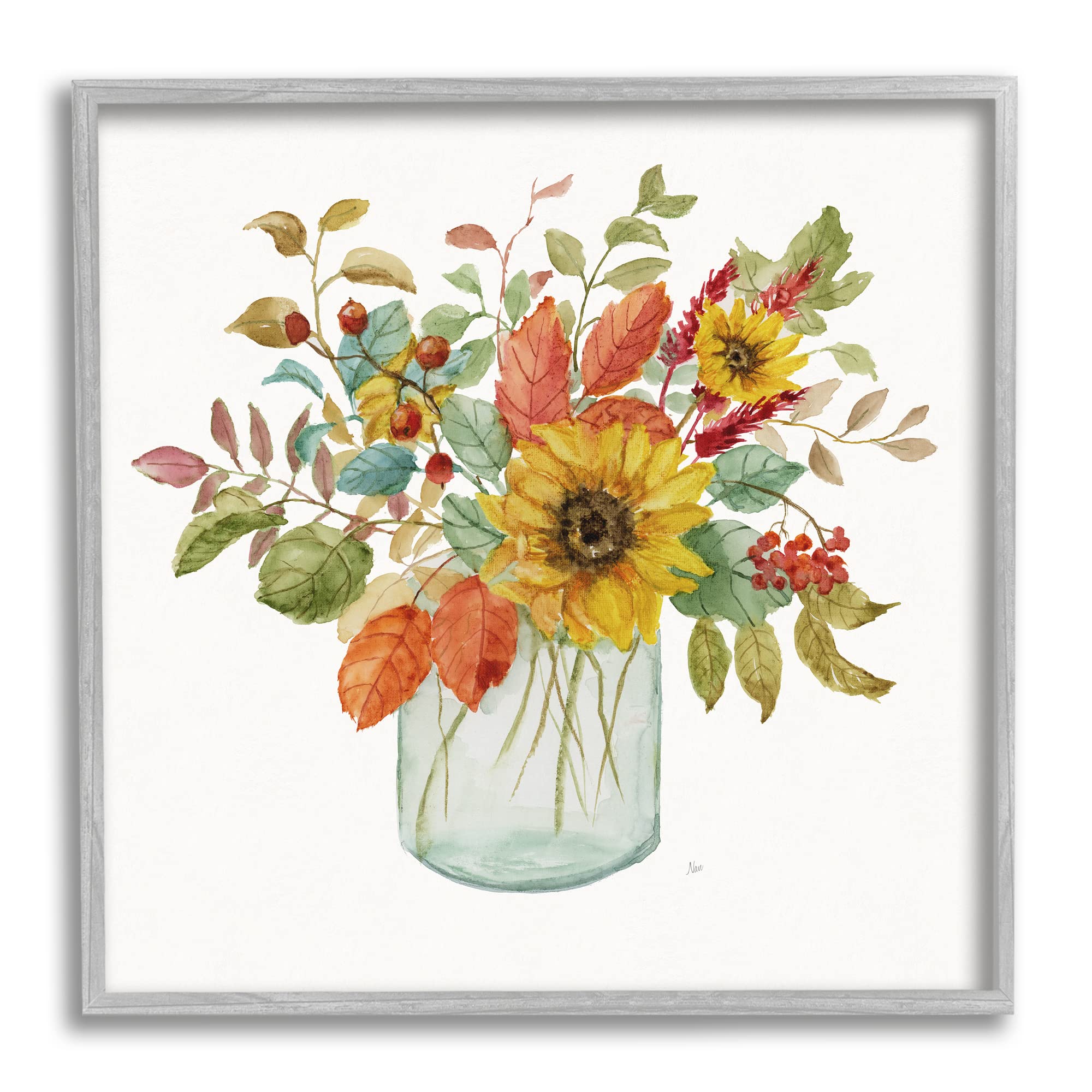 Stupell Industries Simple Country Botanicals Sunflower Vase - Handcrafted Floral Decor by Nan | Perfect for Farmhouse, Rustic & Country Home Decor