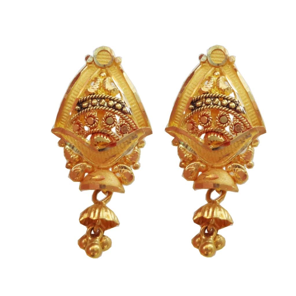 22K & 18K Gold Meena Enamel Earrings - Certified Solid Yellow Gold Jewelry (25mm x 12mm) for Women, Girls & Kids | Perfect Bridal Gift, Wedding Jewelry & Special Occasion Accessories