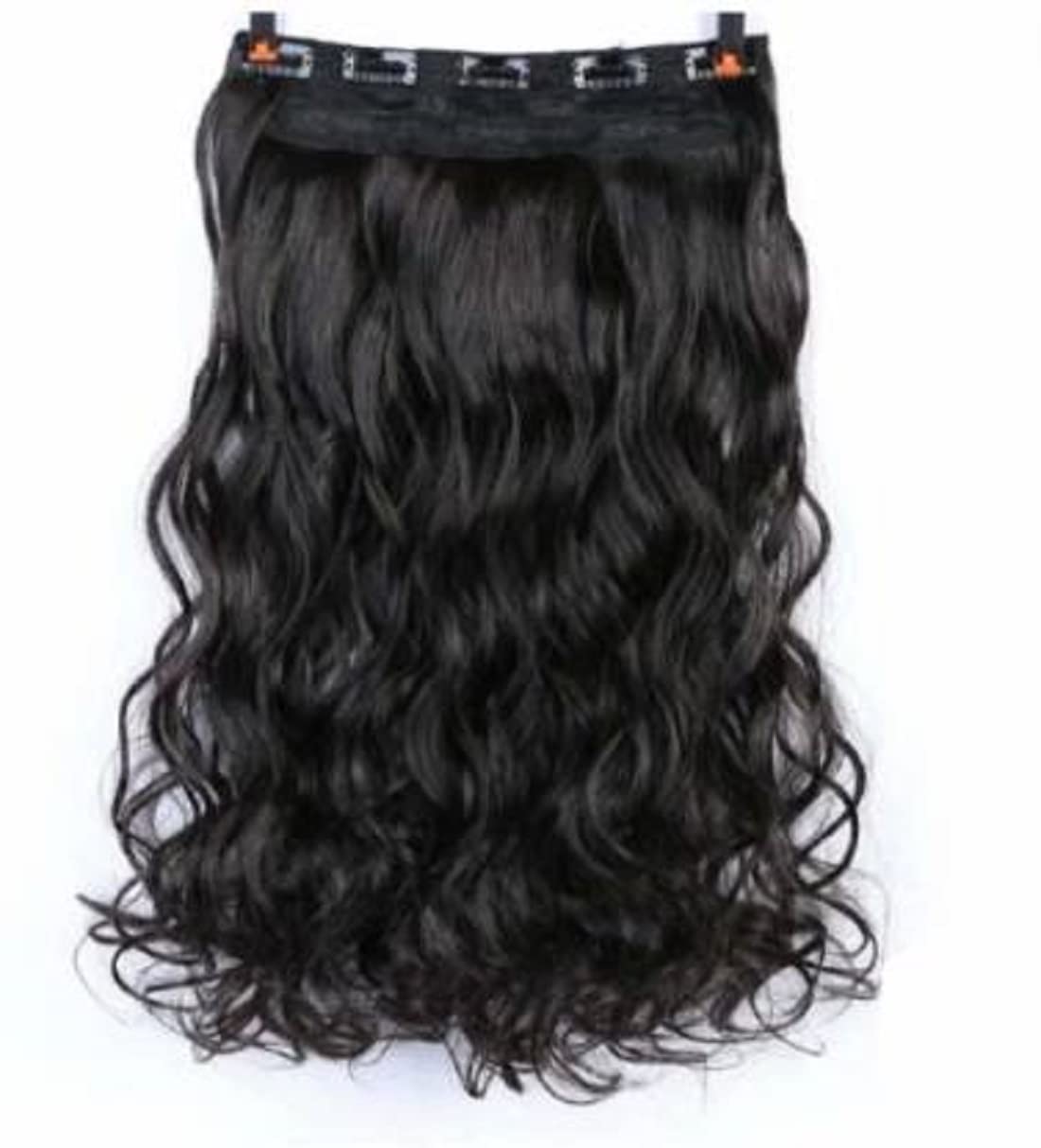 Abrish 24 Inch Long Curly Black Human Hair Extensions for Women - Natural Looking Synthetic Hair Weave for Girls | Perfect for Daily Wear, Parties & Special Occasions