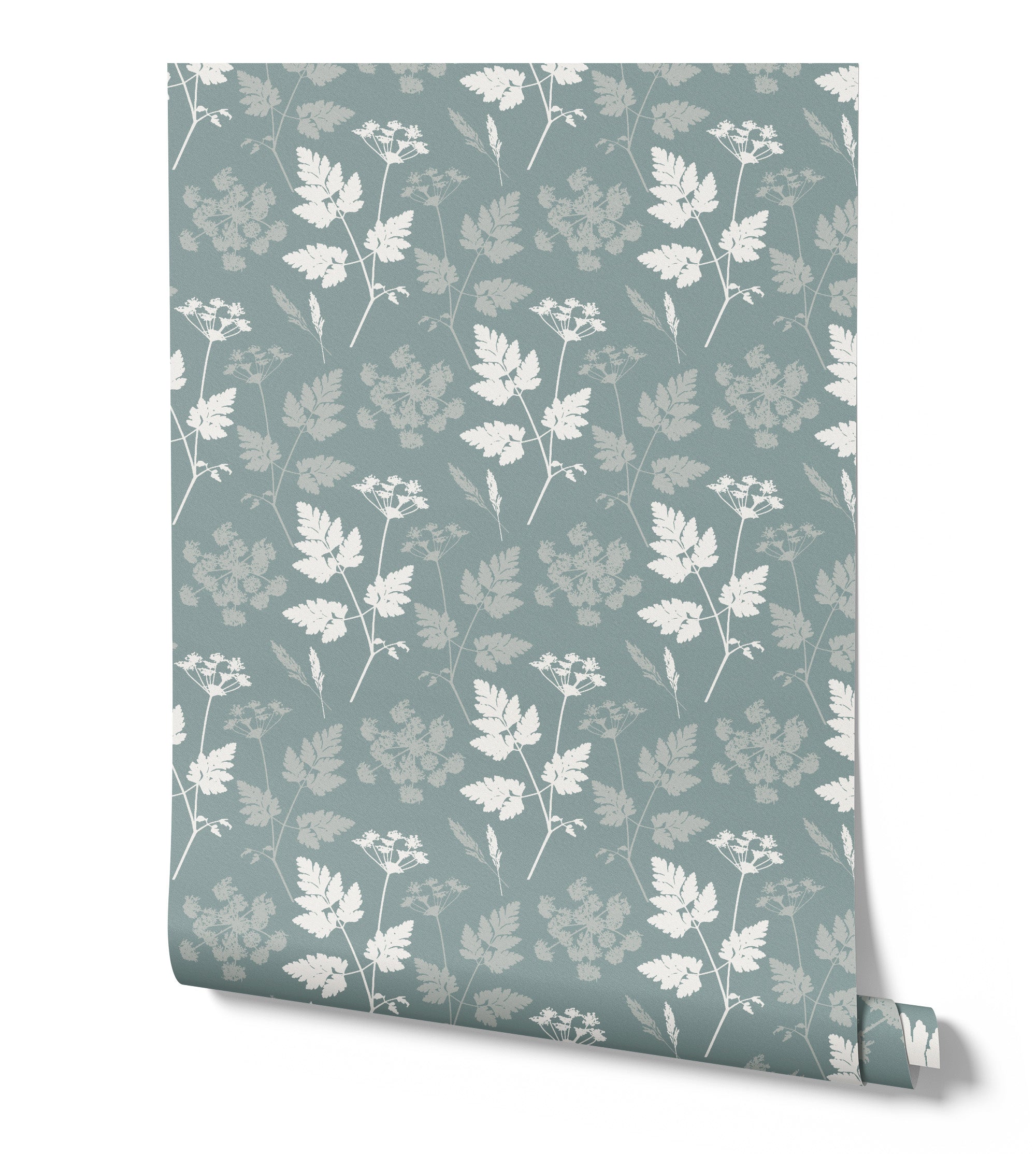 Elegant Cow Parsley Wallpaper in Teal - Botanical Floral Peel and Stick Wallpaper for Bedroom, Living Room & Nursery Decor