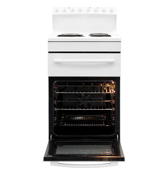 540mm Freestanding Stove with Radiant Coil Cooktop & Electric Oven in White - FS54R | Perfect for Small Kitchens, Apartments & RV Living
