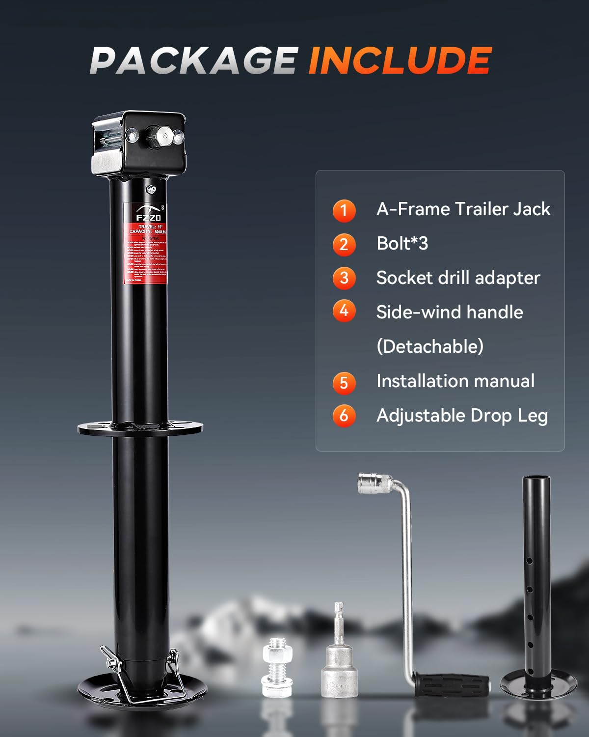 5000 lbs Heavy Duty A-Frame Trailer Jack with 23