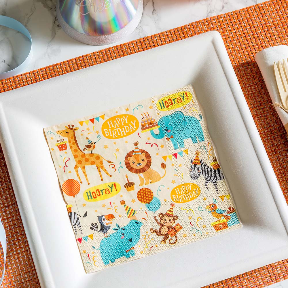 Premium Jungle Safari Paper Luncheon Napkins - 13x13 Inches, 20 Count - Perfect for Birthday Parties, Baby Showers & Themed Events