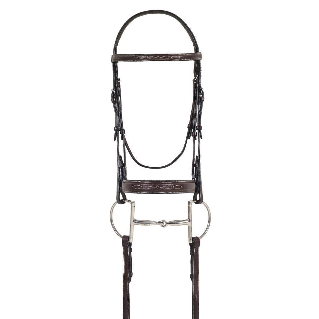 Ovation Fancy Wide Nose Bridle with Comfort Crown & Laced Reins - Premium Horse Riding Equipment for Dressage, Jumping & Trail Riding