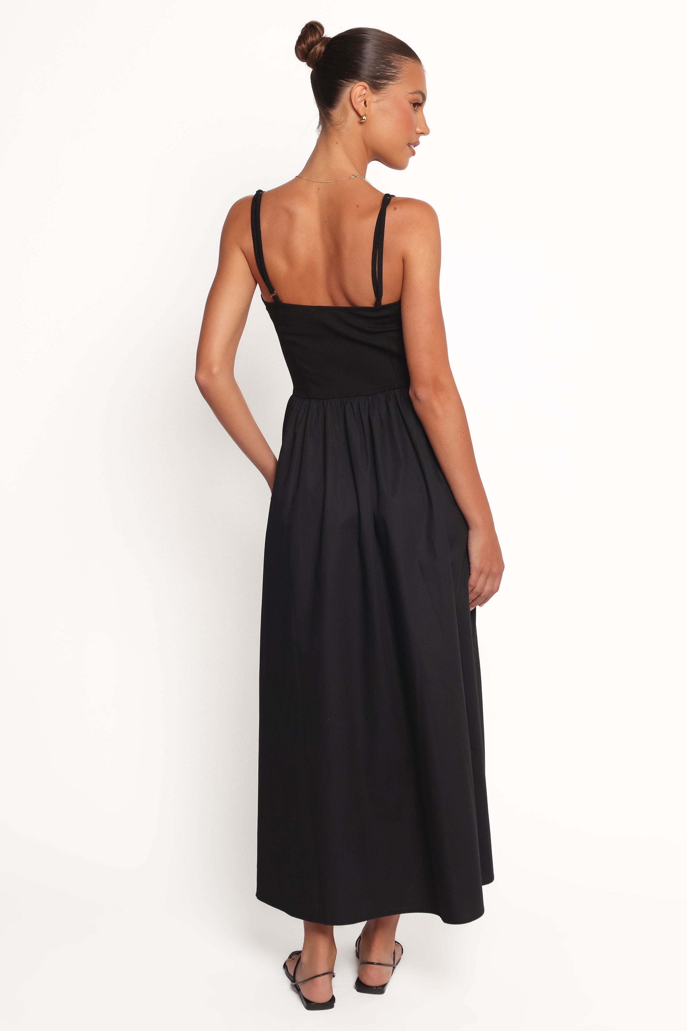 Jacinta Maxi Dress for Women - Elegant Black Long Flowy Dress for Summer, Beach, Party & Casual Wear