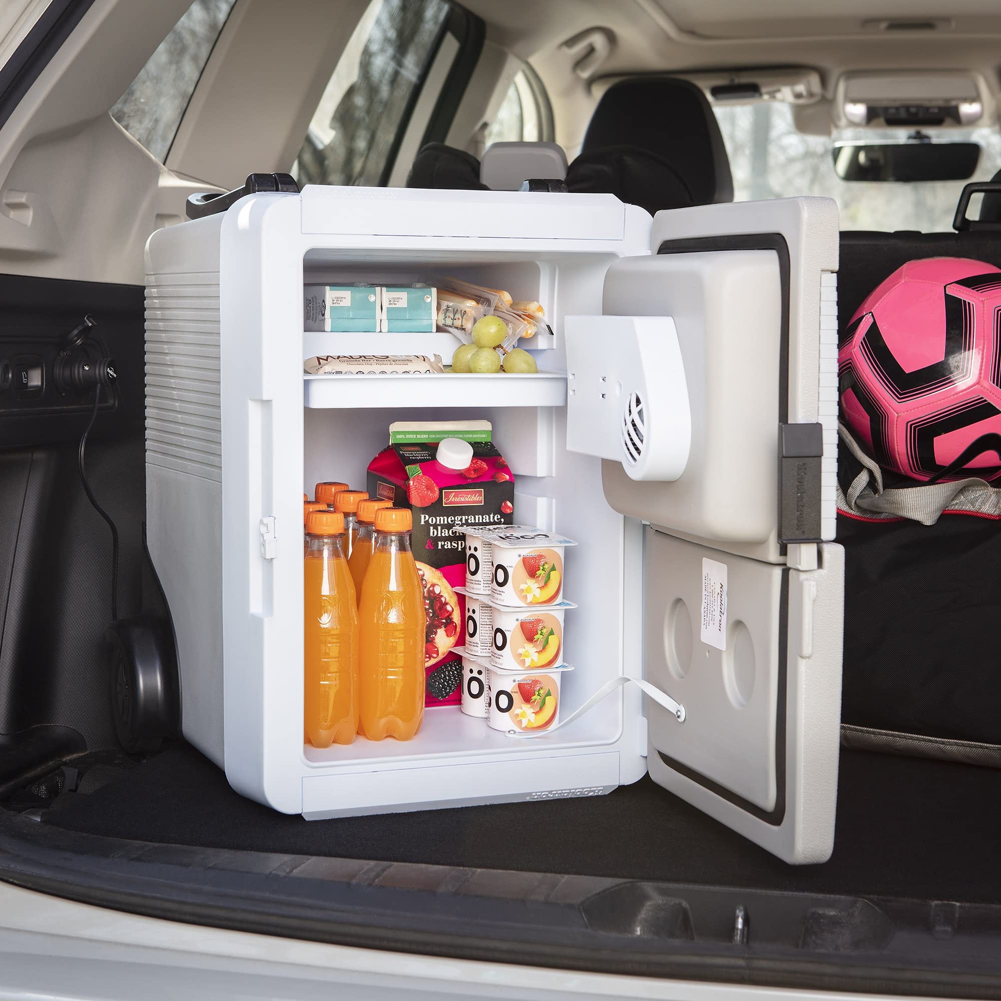 Koolatron 33 qt (31 L) Electric Portable Cooler & Warmer - 12V Car Fridge for Camping, Travel, Road Trips - Thermo Electric Cooler with Wheels & DC Power Cord - Perfect for Picnics, Tailgating & Outdoor Adventures (Gray/White)