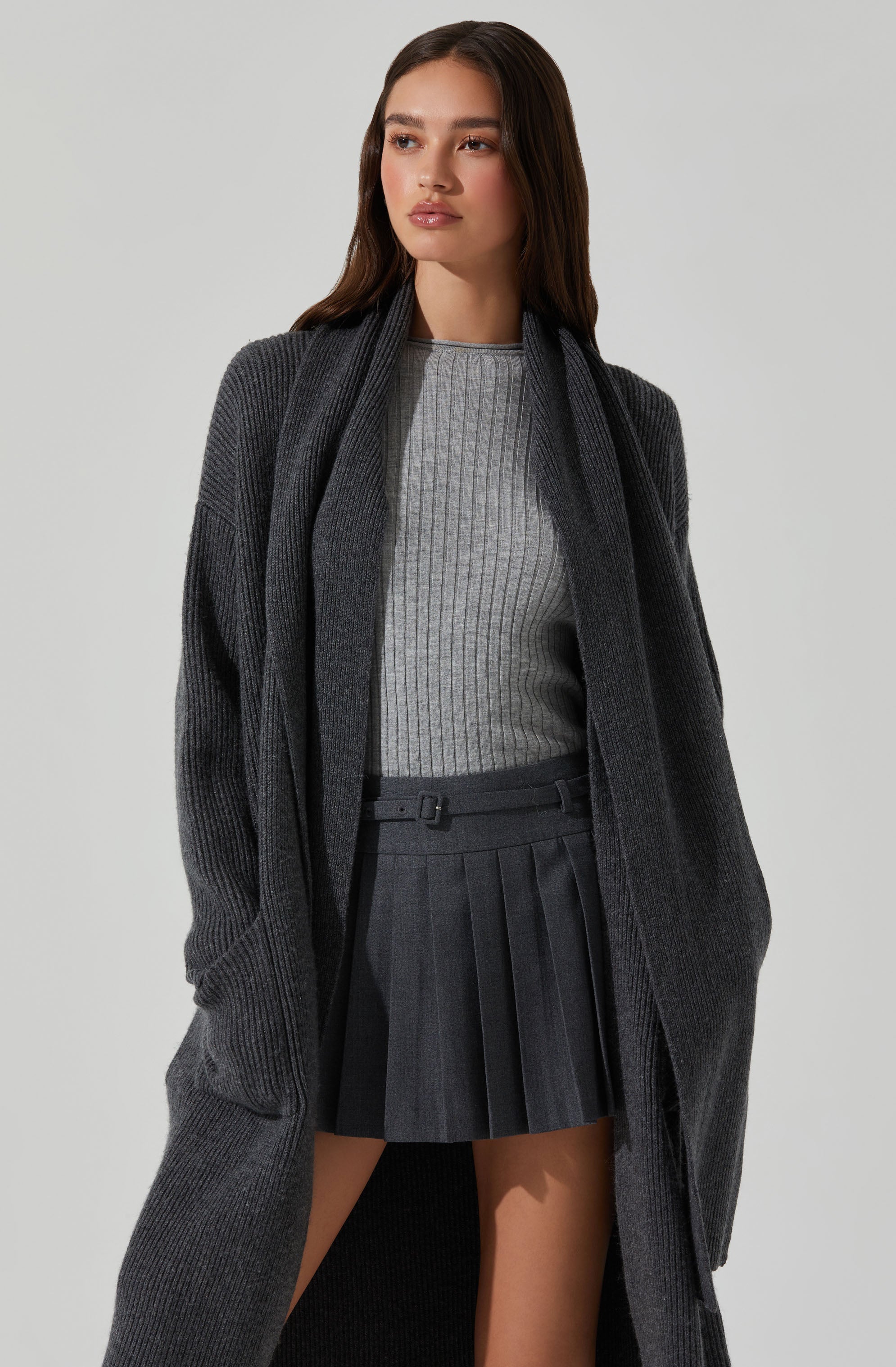 Noemi Ribbed Scarf Cardigan for Women - Soft Knit Open Front Long Wrap Sweater | Perfect for Fall, Winter & Layering Outfits | Office, Date Night & Casual Wear