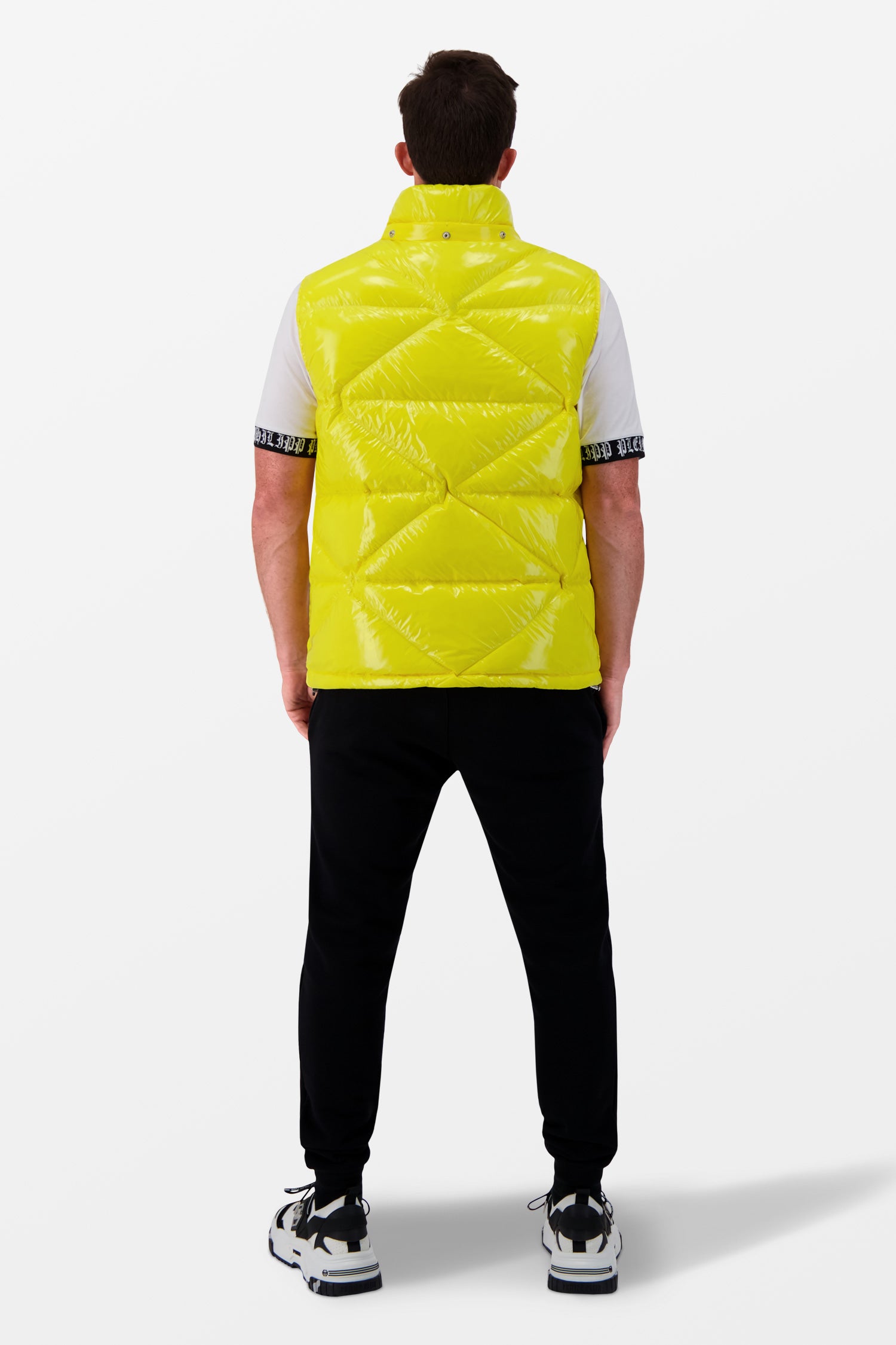 Philipp Plein Women's Yellow Sleeveless Quilted Down Jacket with Hexagon Pattern - Stylish Winter Outerwear for Casual Wear & Fashion Events