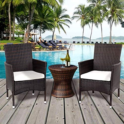 2PCS Modern Patio Rattan Chairs with Removable Cushions - Brown Wicker Armchair Set for Outdoor Garden, Balcony, Poolside Relaxation | Durable & Weather-Resistant Furniture for Backyard, Deck, and Patio Lounging