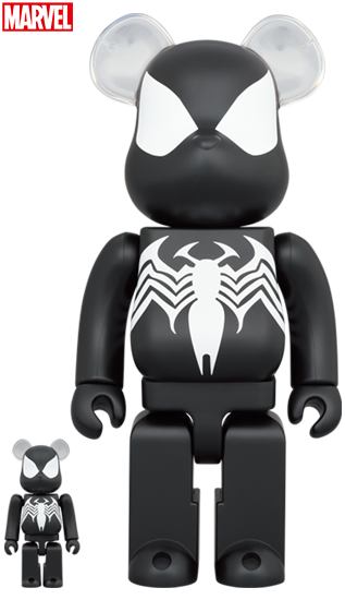 MEDICOM TOY BE@RBRICK SPIDER-MAN Black Suit 100% & 400% Collectible Bearbrick Figure - Perfect for Marvel Fans, Home Decor, and Toy Collectors