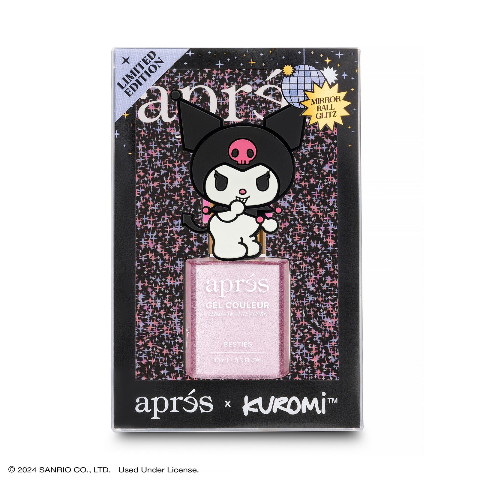 Apres Kuromi Flash Glitter Gel Polish - Long Lasting Nail Art Color for Salon & Home Manicure - Perfect for Parties, Cosplay & Special Occasions
