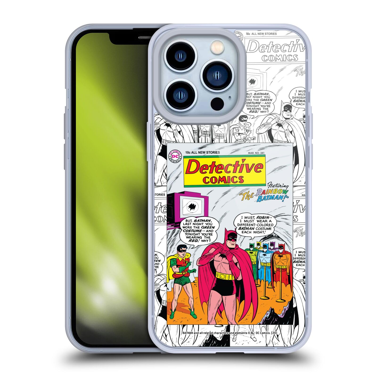 Head Case Designs Batman DC Comics Rainbow Iconic Soft Gel Case for iPhone 13 Pro - Durable Protective Cover for Superhero Fans & Daily Use