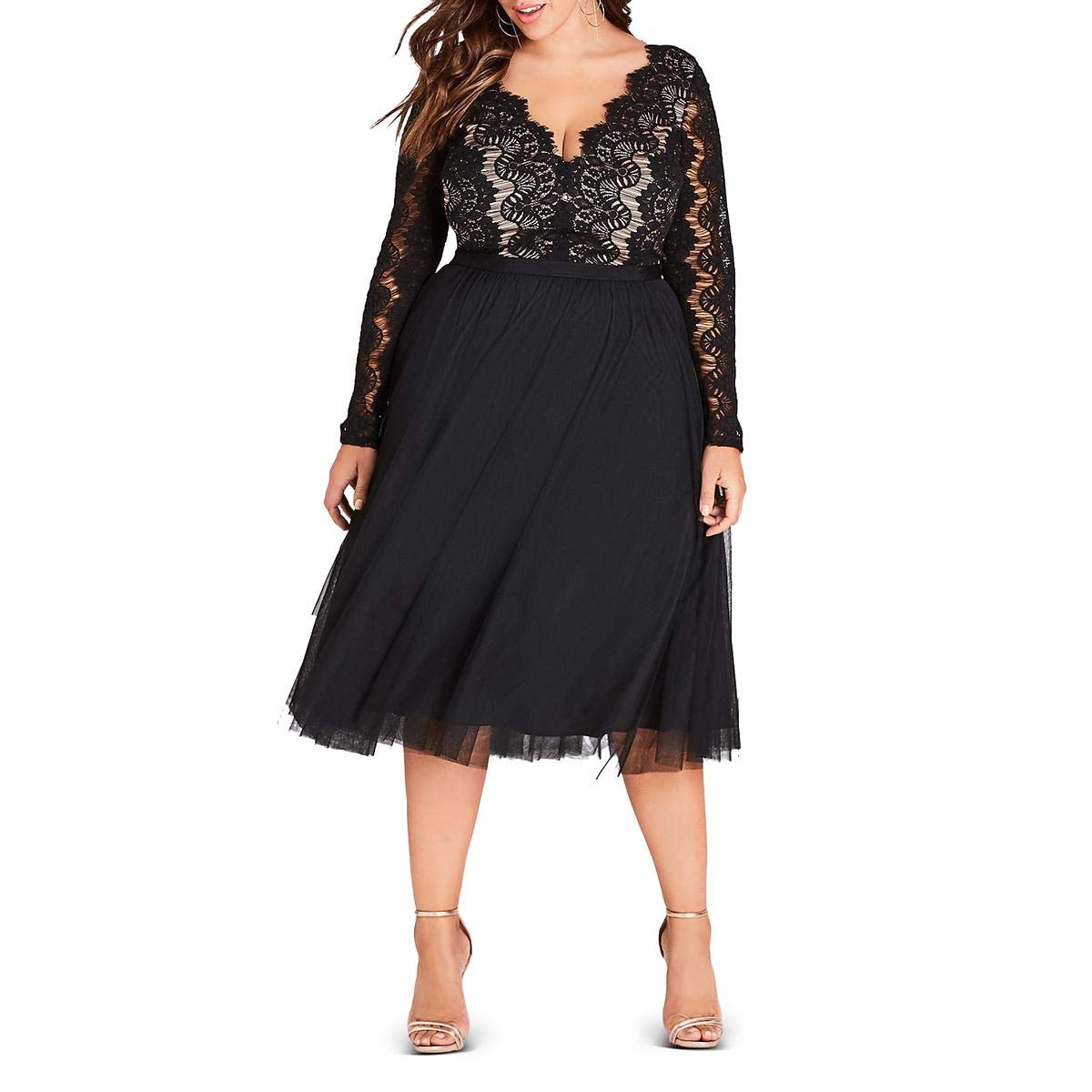 City Chic Women's Plus Size Floral Print Wrap Dress for Special Occasions | Rare Beauty Collection | Perfect for Weddings, Parties & Date Nights