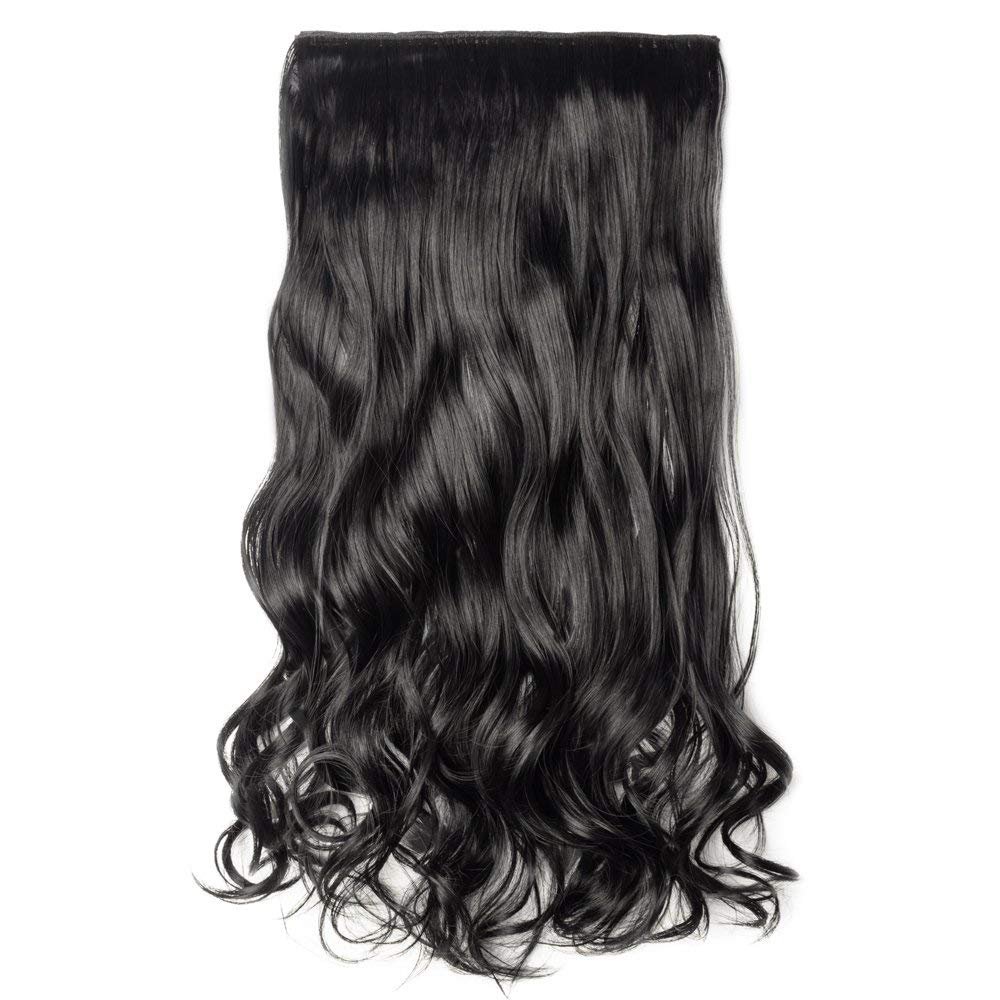 22 Inch Curly Hair Extensions for Women - 5 Clip Natural Human Hair Weft with French Twist Styling Tool (Black) | Perfect for Daily Wear, Parties & Special Occasions