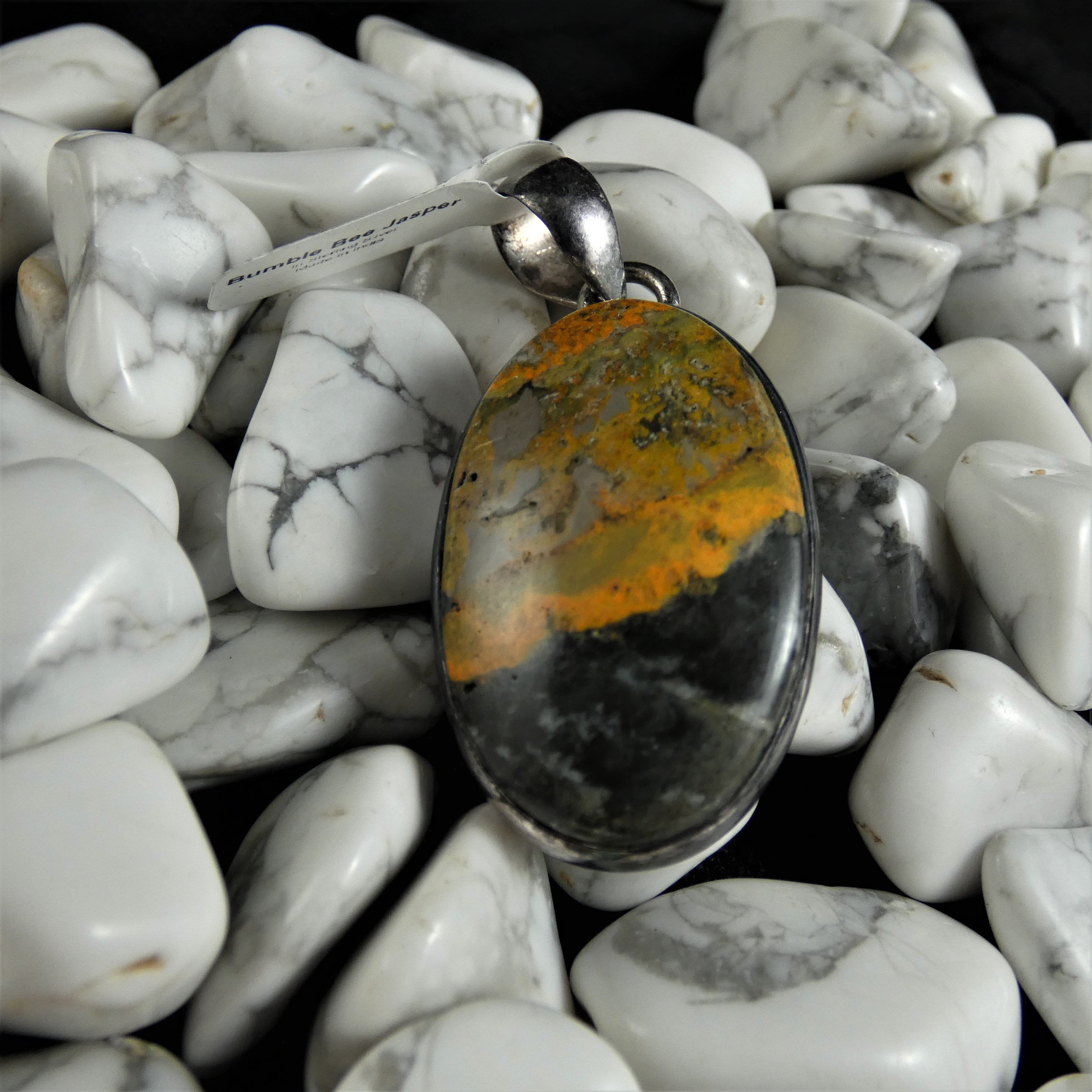 Bumblebee Jasper Sterling Silver Pendant Necklace - Natural Stone Jewelry for Women - Perfect for Gifts, Meditation & Spiritual Healing