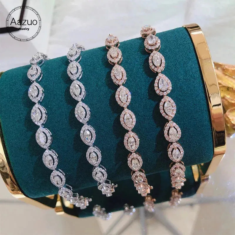18K White Gold Rose Diamond Bracelet for Women - 4.5ct Genuine Diamond Horse Eye Design, Elegant Wedding & Engagement Jewelry Gift | Perfect for Anniversaries, Parties & Special Occasions