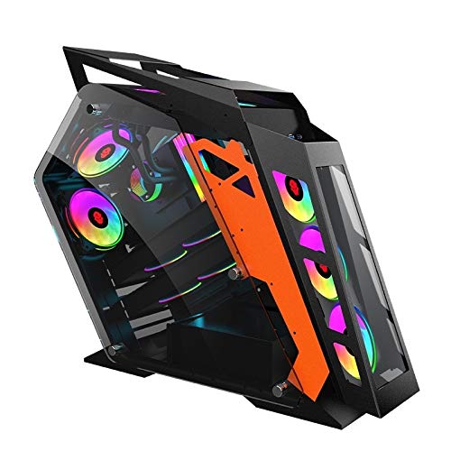 YHMC HDZY ATKK Gaming PC Case - High Performance Computer Main Case for Internet Cafes & Home Gaming (Big Coffee Black Orange) | Perfect for Esports, Streaming & Multi-Tasking