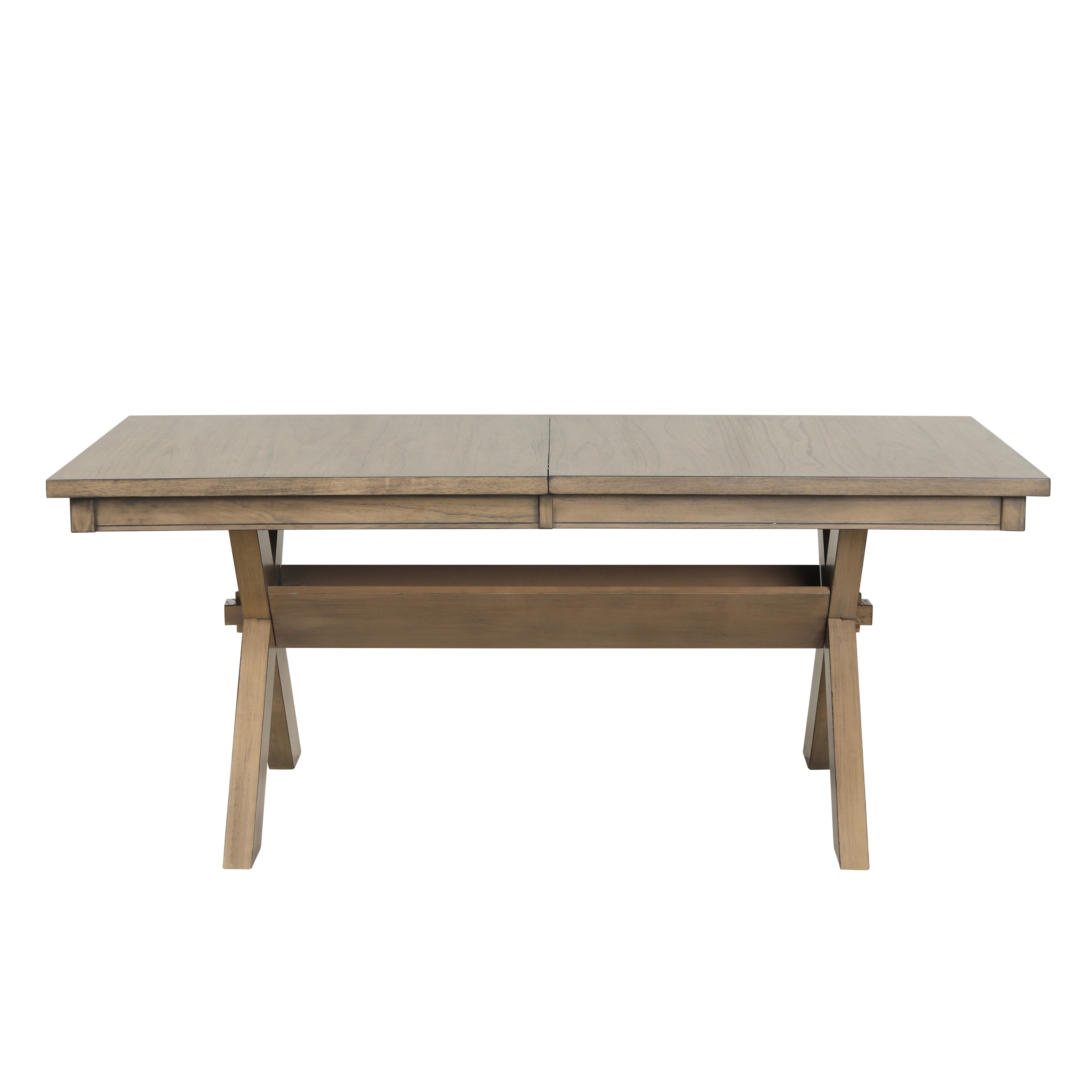 Raven Wood Trestle Extendable Dining Table with Leaf - Glazed Pine Brown Finish - Farmhouse Style Expandable Table for Dining Room, Kitchen, and Entertaining