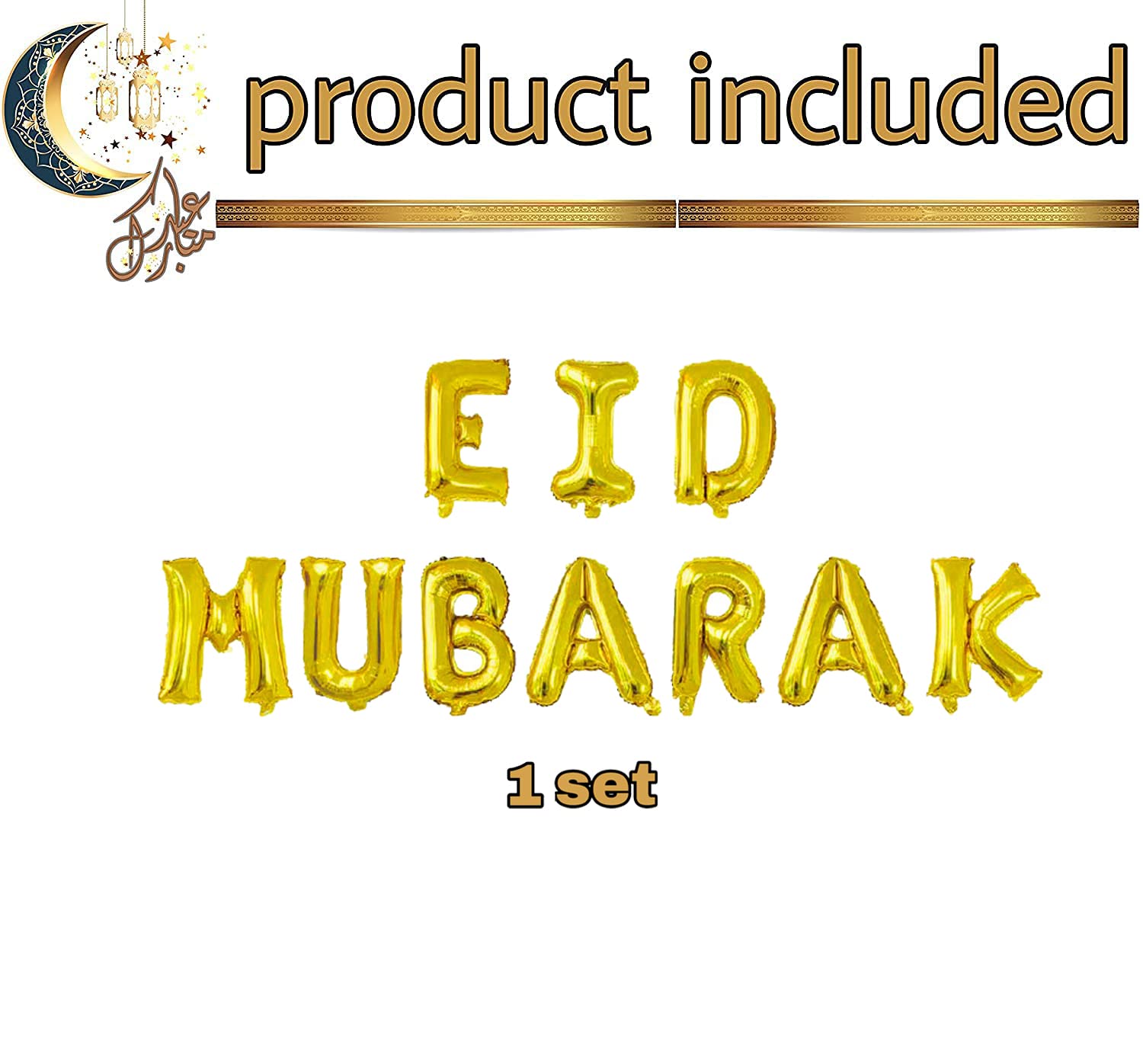 Eid Mubarak Party Decoration Balloon Garland Set - Latex Balloons for Eid Celebrations, Birthday Parties & Festive Events - Perfect for Home Decor, Islamic Holidays & Family Gatherings