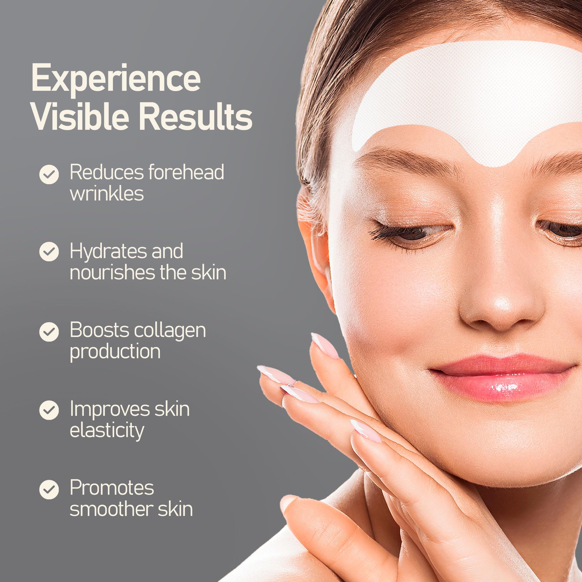**12pcs Anti-Wrinkle Forehead Patches with Marine Collagen & Hyaluronic Acid - Korean Skin Technology for Forehead Wrinkles - Perfect for Nighttime Skincare & Anti-Aging Routine**