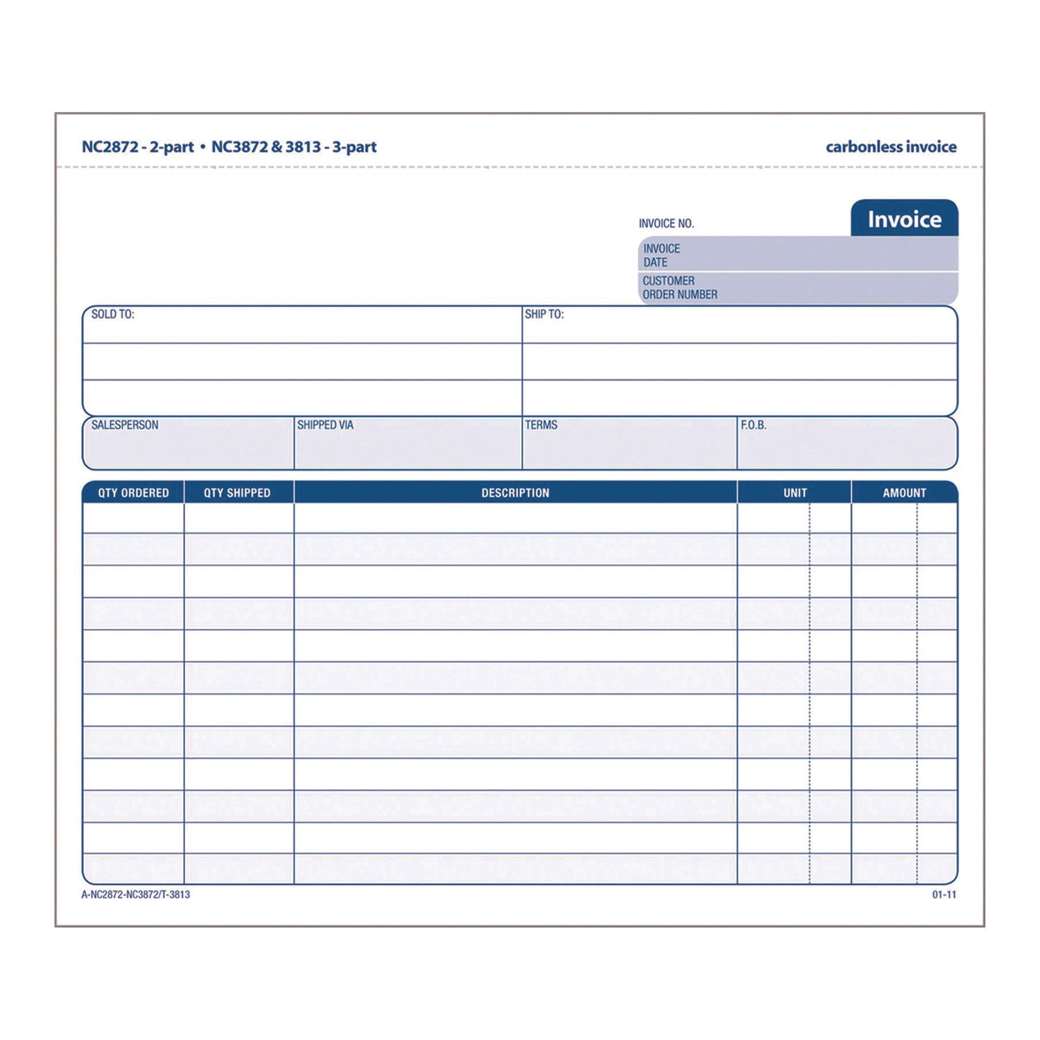 Adams® Multipart General Purpose Invoice Forms - 2 Part Carbonless, 8.5