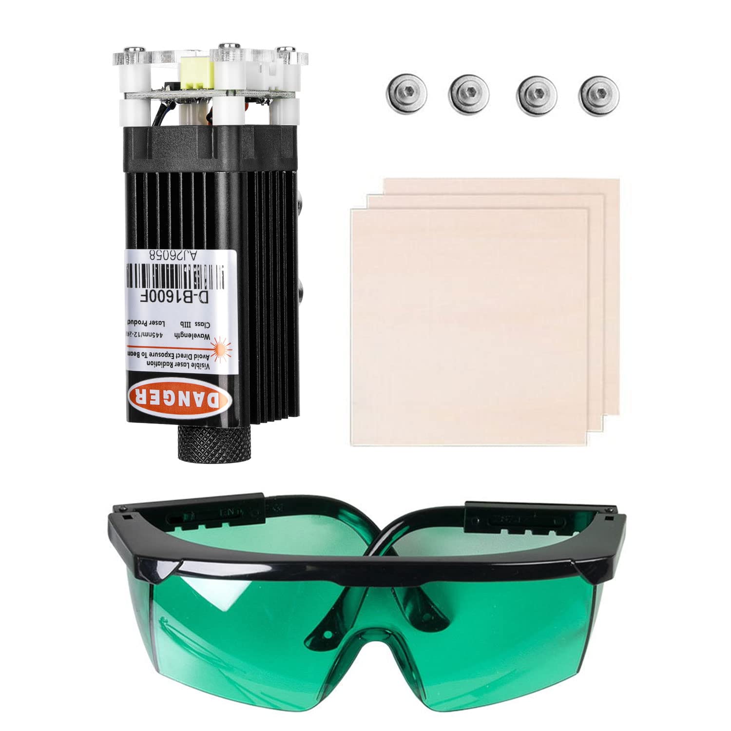 Sovol 1.6W Laser Engraver Module Kit - 12-24V Magnetic Laser Head with Safety Goggles & Test Wood Boards - Compatible with Ender 3/3 Pro/3 V2, Ender 5/5 Pro, SV01, SV02 3D Printers - Perfect for DIY Wood Engraving, Leather Cutting & Creative Craft Projects