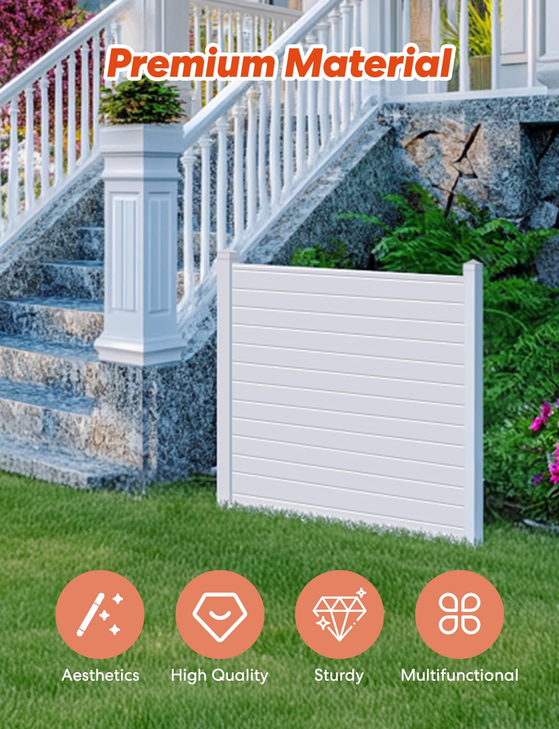 Vinyl Privacy Fence Panel for AC Units, Trash Cans & Pool Equipment - Outdoor Durable Enclosure Solution for Backyard, Patio & Garden Privacy