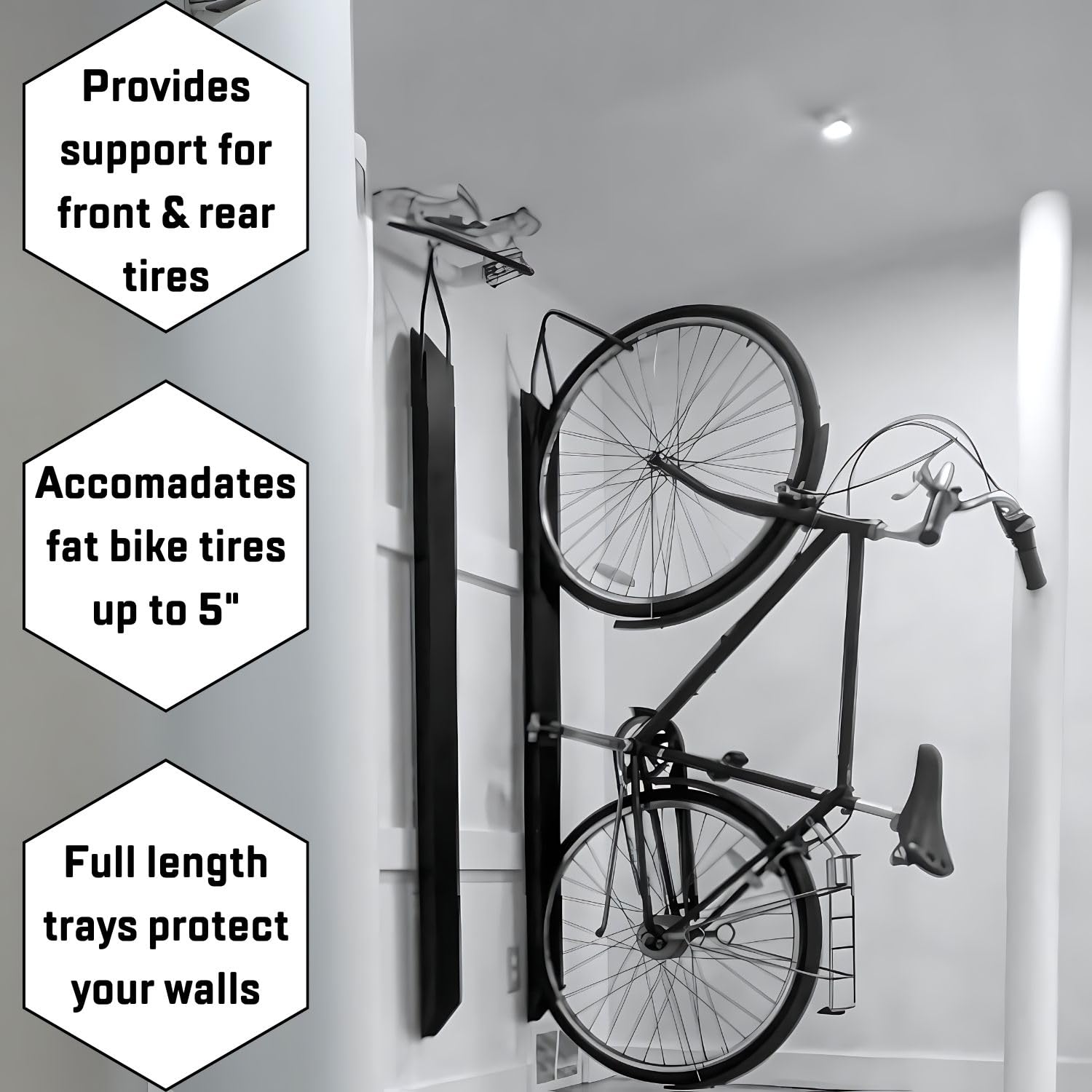**Saris Bike Trac Heavy-Duty Vertical Bike Rack – Space-Saving Bike Storage for Garage, Locking Hanger – Wide Wheel Track & Full-Length Tray – Ideal for Home, Apartment, or Bike Shop Organization**