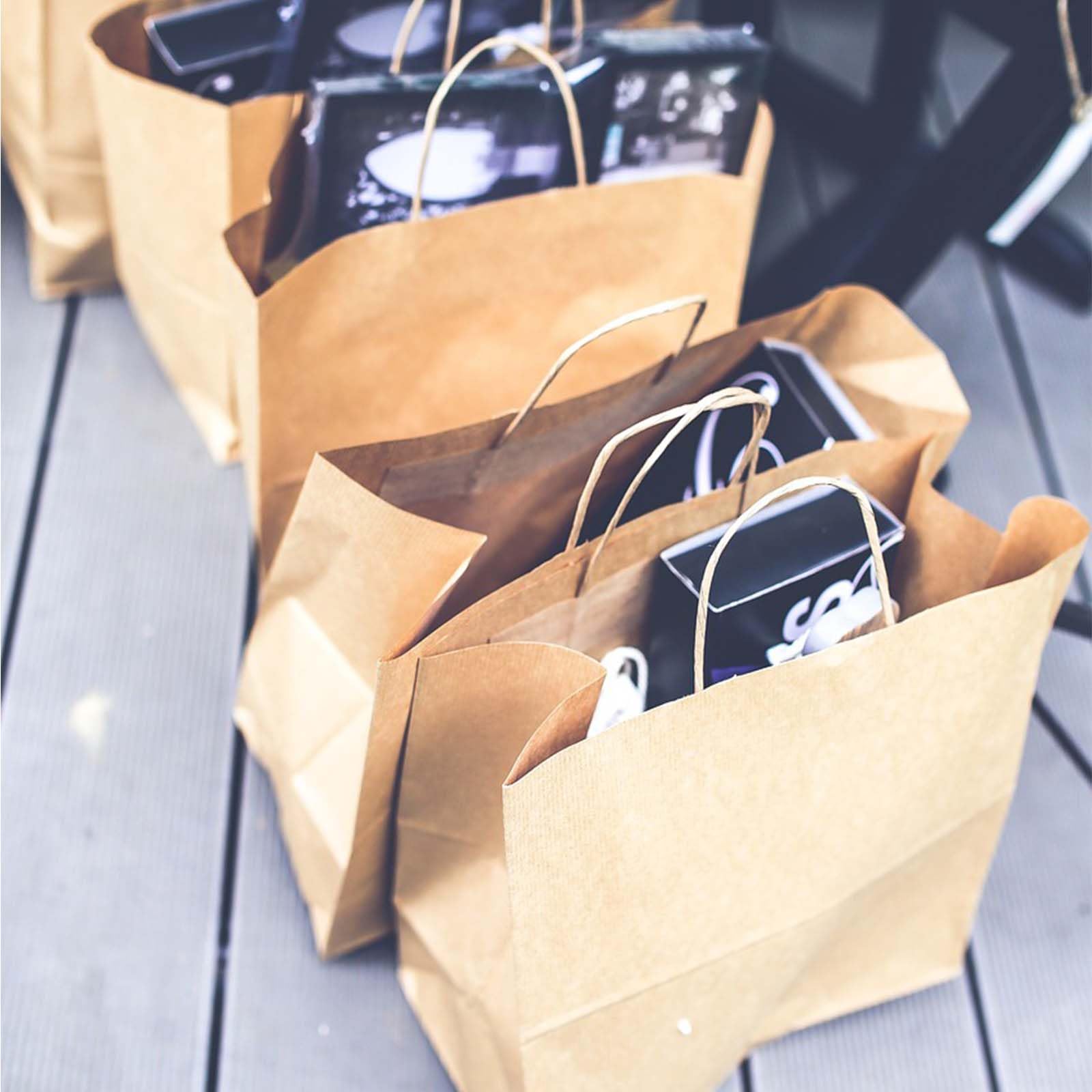 Vanhel 120-Pack Kraft Paper Bags with Handles - Assorted Sizes Bulk Gift Bags for Wedding, Birthday, Party Favors & Retail Merchandise | Eco-Friendly Packaging for Parties, Events & Small Business Use