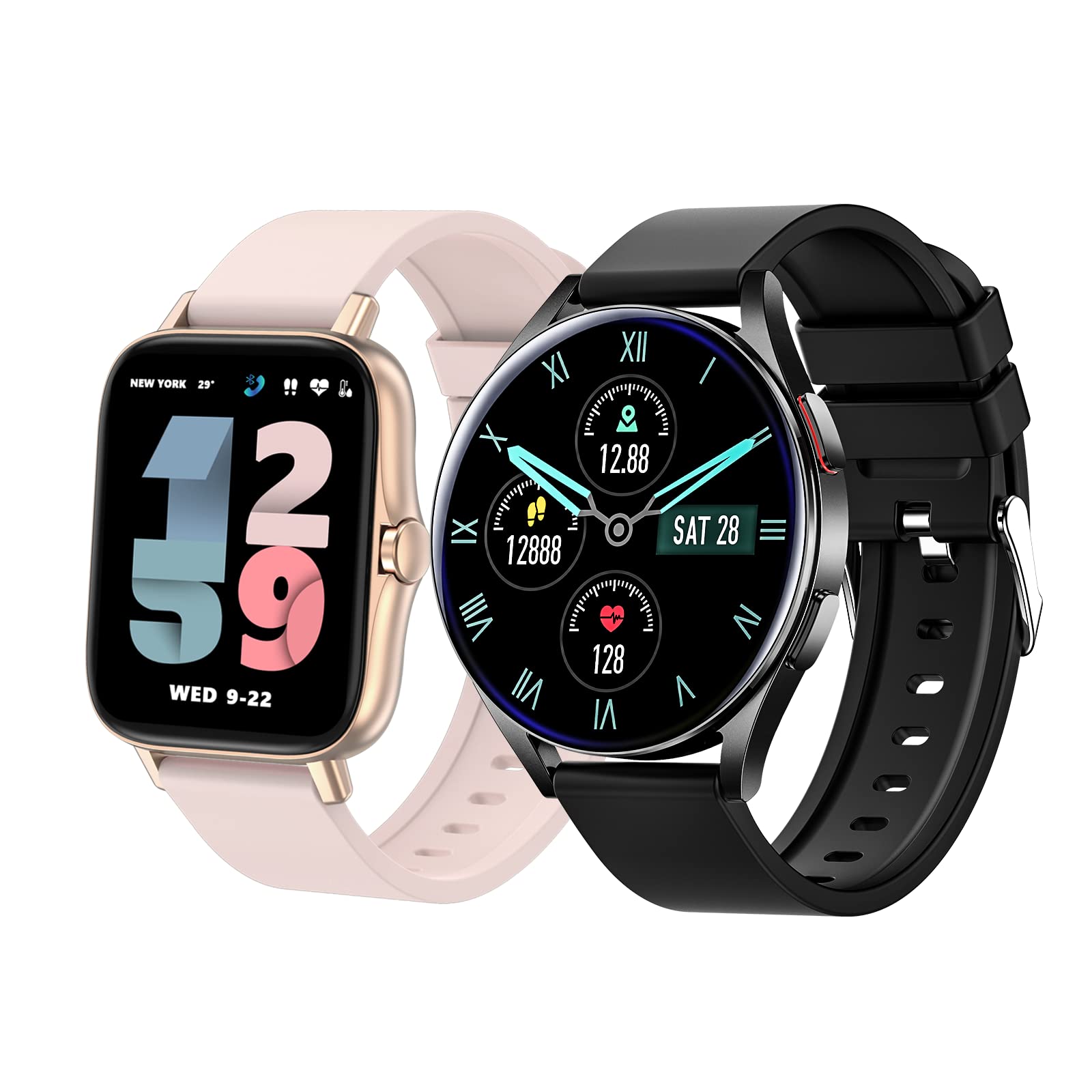 ANDFZ Smart Watch 2022 for Men - Bluetooth Call & Text Smartwatch with Full Touch Screen, Heart Rate Monitor, AI Voice Assistant, Body Temperature Tracking - Compatible with Android & iOS - Perfect for Fitness, Workouts & Daily Activity Tracking