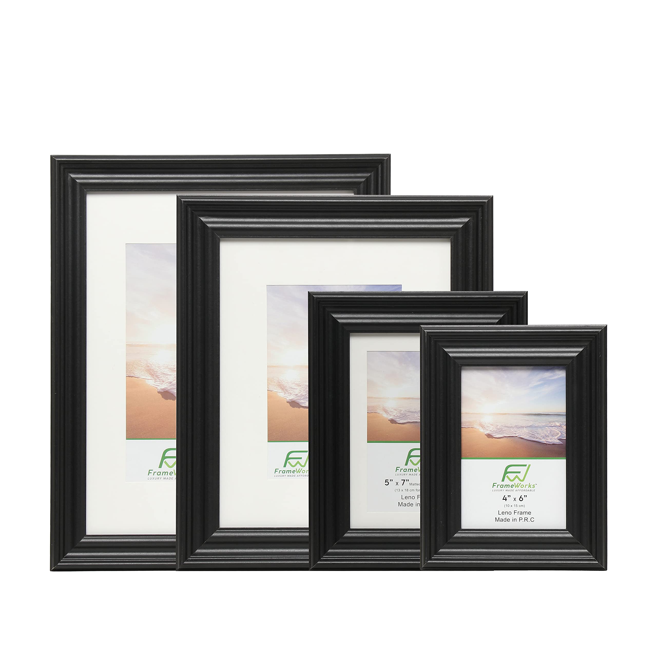 FrameWorks - 2-Pack 11” x 14” Black Wooden Picture Frames with 8