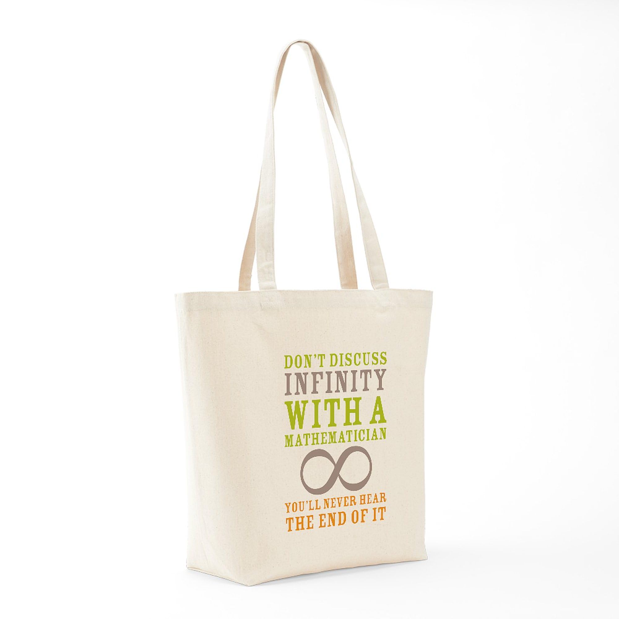 Infinity Math Tote Bag - Natural Canvas Reusable Shopping Bag for Groceries, Books & Everyday Use | Eco-Friendly Cotton Tote for School, Work & Shopping