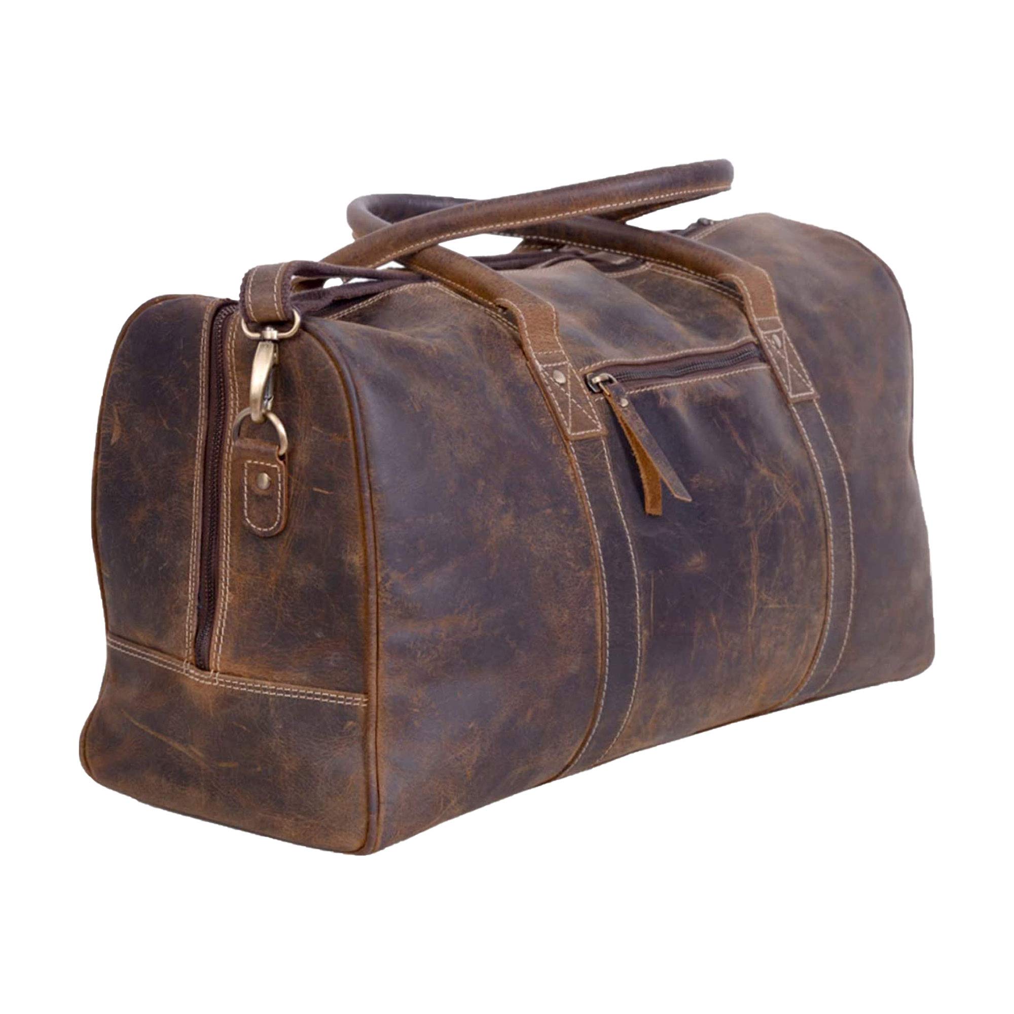 Premium Full Grain Leather Travel Duffel Bag for Men & Women - Durable Overnight Weekender Gym Bag for Sports, Business Trips & Weekend Getaways