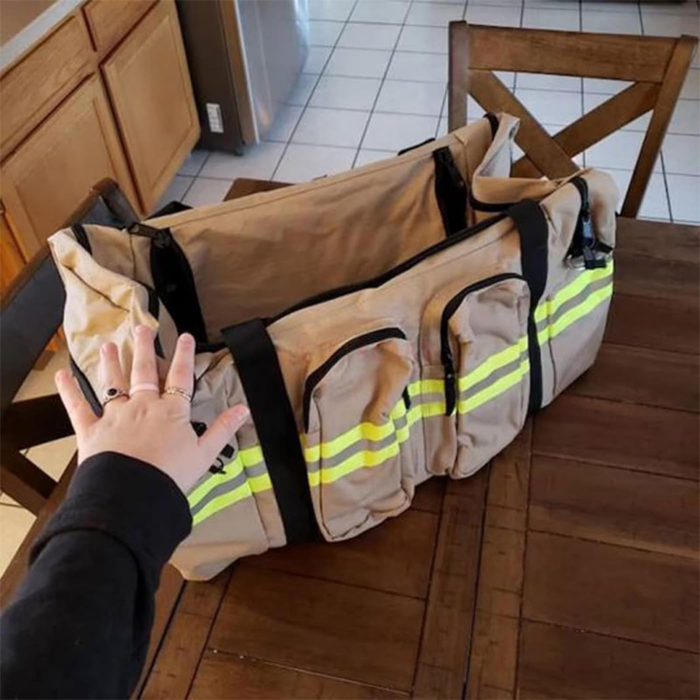 Custom Personalized Firefighter Duffel Bag with Shoulder Straps - Waterproof Large Firefighting Gear Storage Bag - Engraved Name Fire Safety Equipment Bag - Perfect Gift for Firefighters, First Responders & Emergency Crews (Ideal for Training, Work & Travel)