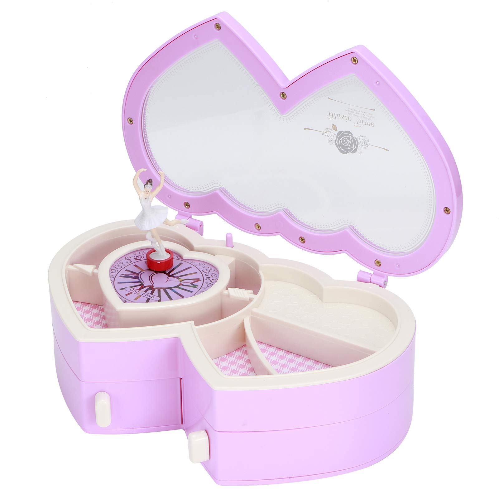YL2033 Pink Mechanical Music Box - Beautiful Hand-Cranked Musical Jewelry Box for Birthdays, Anniversaries & Special Occasions | Perfect Gift for Women, Girls & Music Lovers | Home Décor & Keepsake Storage