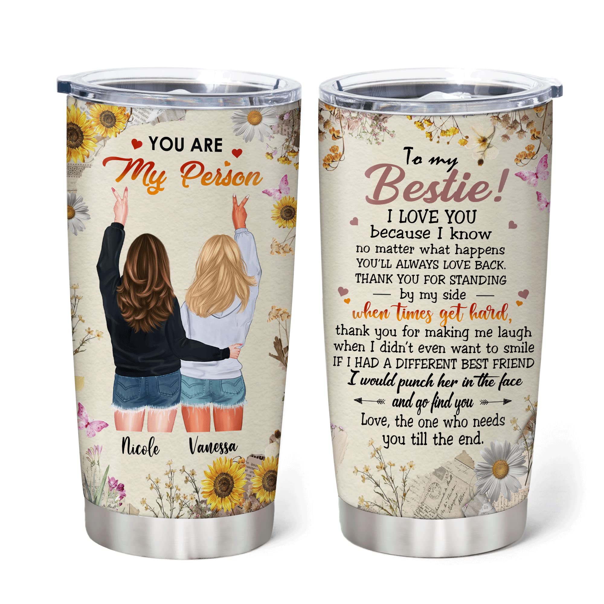 Personalized 'You Are My Person' 20oz Stainless Steel Tumbler - Custom Best Friend Gift for Sister, Bestie, Birthday, Thanksgiving & Christmas - Ideal for Coffee, Tea & Daily Hydration
