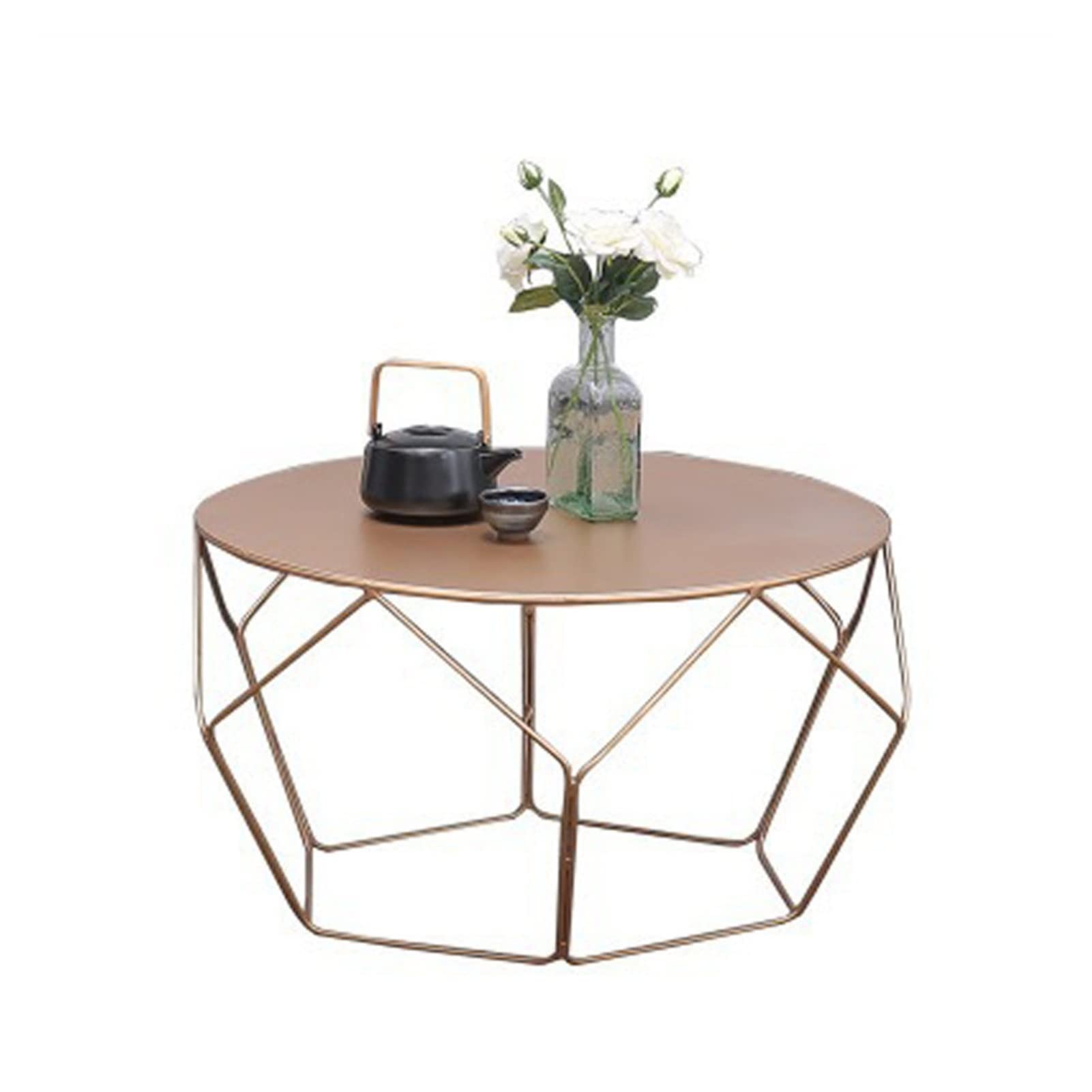TOMYEUS Modern Minimalist Wrought Iron Side Table - Light Luxury Nordic Style Coffee Table for Small Apartment, Living Room, Sofa End Table | Perfect for Reading Nook, Bedside, Balcony & Patio Use