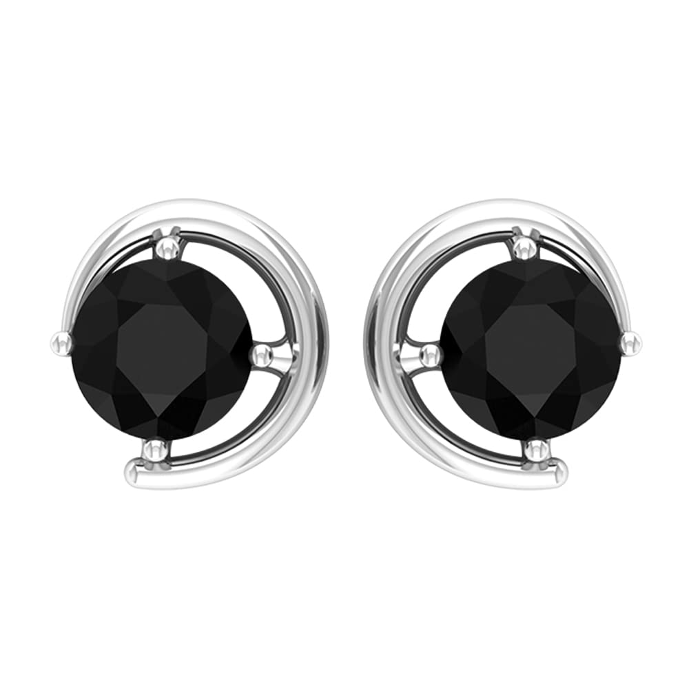 14K Solid Gold Black Spinel Stud Earrings for Women - 5mm Solitaire Minimalist Earrings | Perfect for Everyday Wear, Gift Giving & Special Occasions