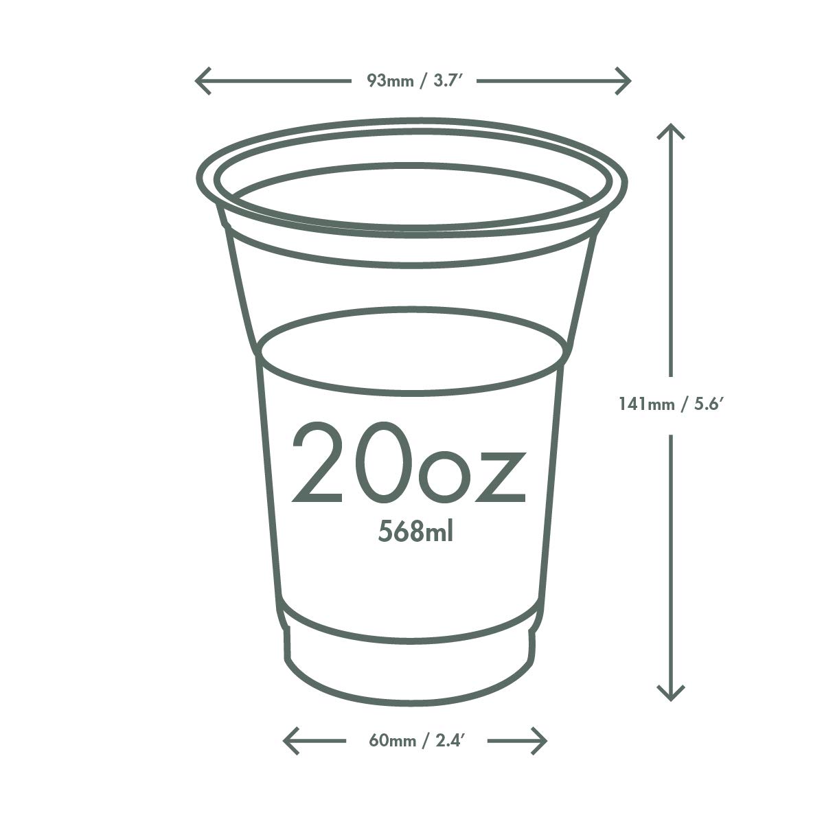 Eco-Friendly Compostable 20oz PLA Clear Cold Cups - 1000 Pack | Plant-Based Biodegradable Cups for Cold Drinks & Snacks | Perfect for Parties, Cafes & Sustainable Events | Compatible with 96 Series Lids & Inserts