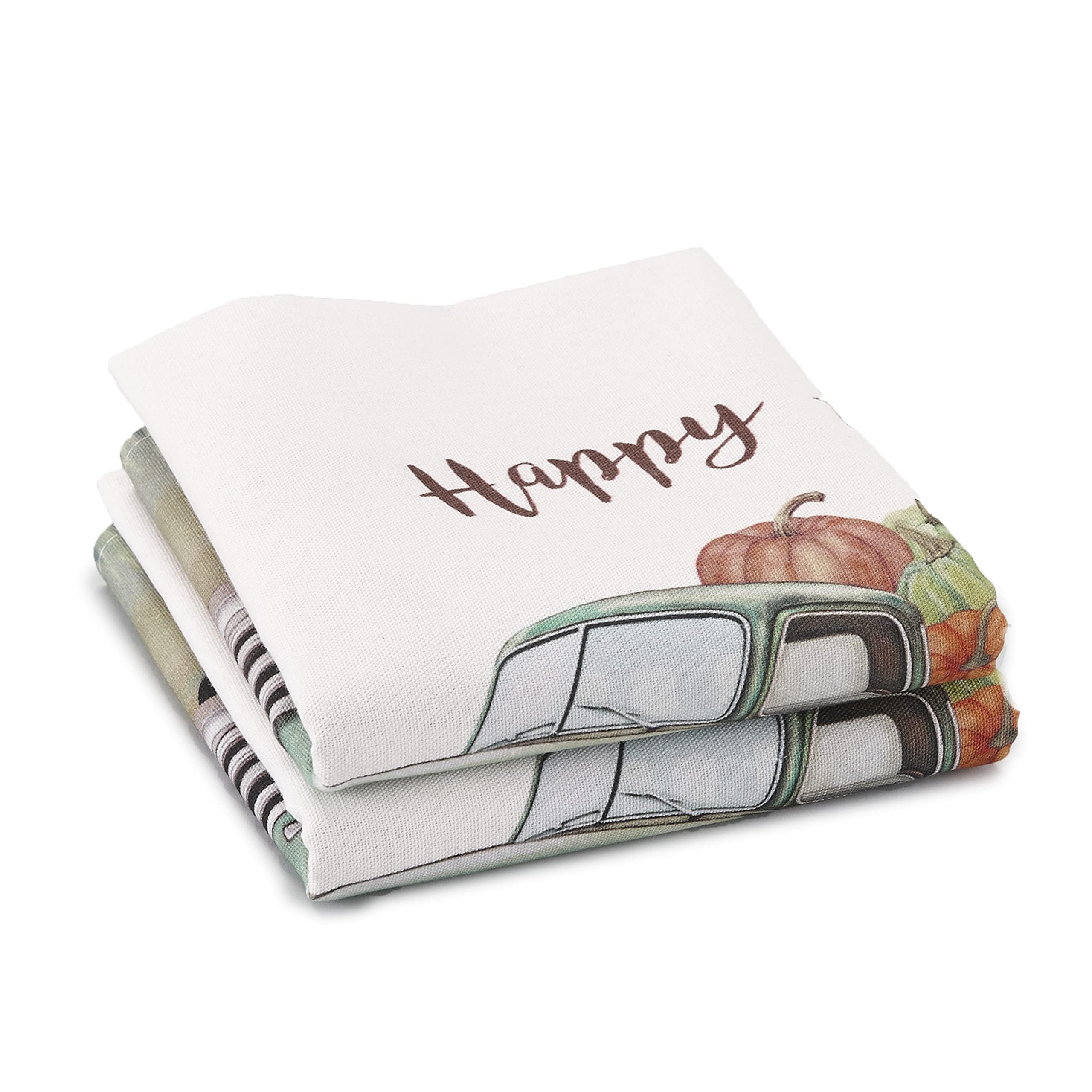 Premium Harvest Kitchen Towels Set of 2 - Thanksgiving Farmhouse Decor with Rustic Truck Design - Absorbent Cotton Dish Towels for Holiday Cooking & Fall Home Decor