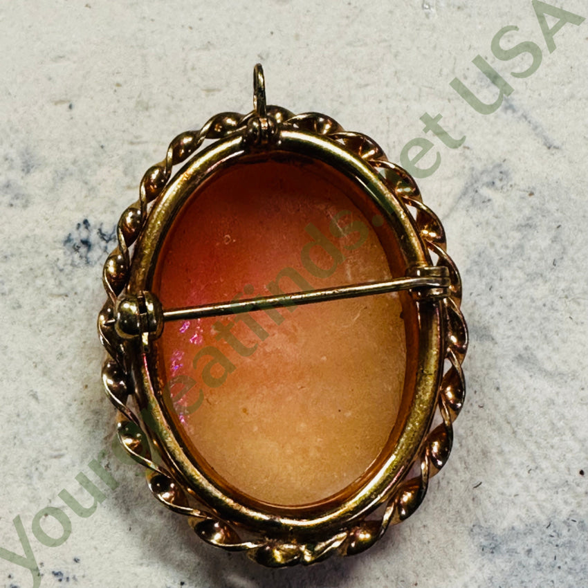 Vintage Gold-Tone Carved Shell 3 Muses Cameo Pendant Brooch - Elegant Jewelry for Women, Perfect for Weddings, Parties & Vintage Fashion